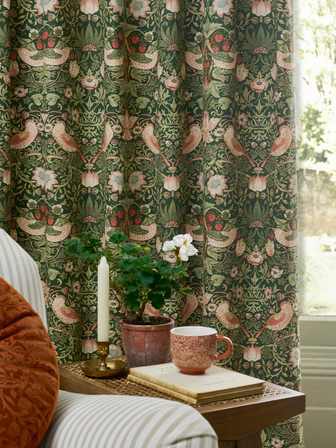 Image 3 of 3 of William Morris at Home Sunflower Blackout Lined Header Tape Curtains Dark Olive