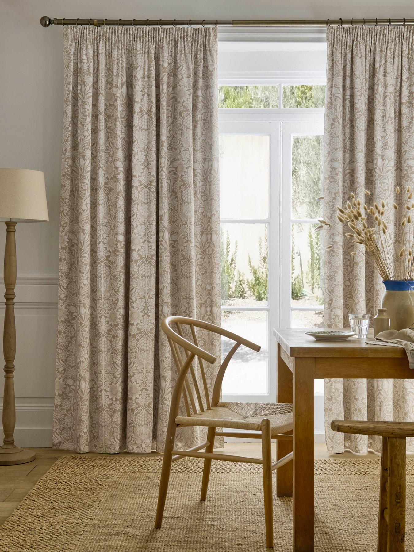 William Morris at Home Sunflower Blackout Lined Header Tape Curtains Hessian Natural