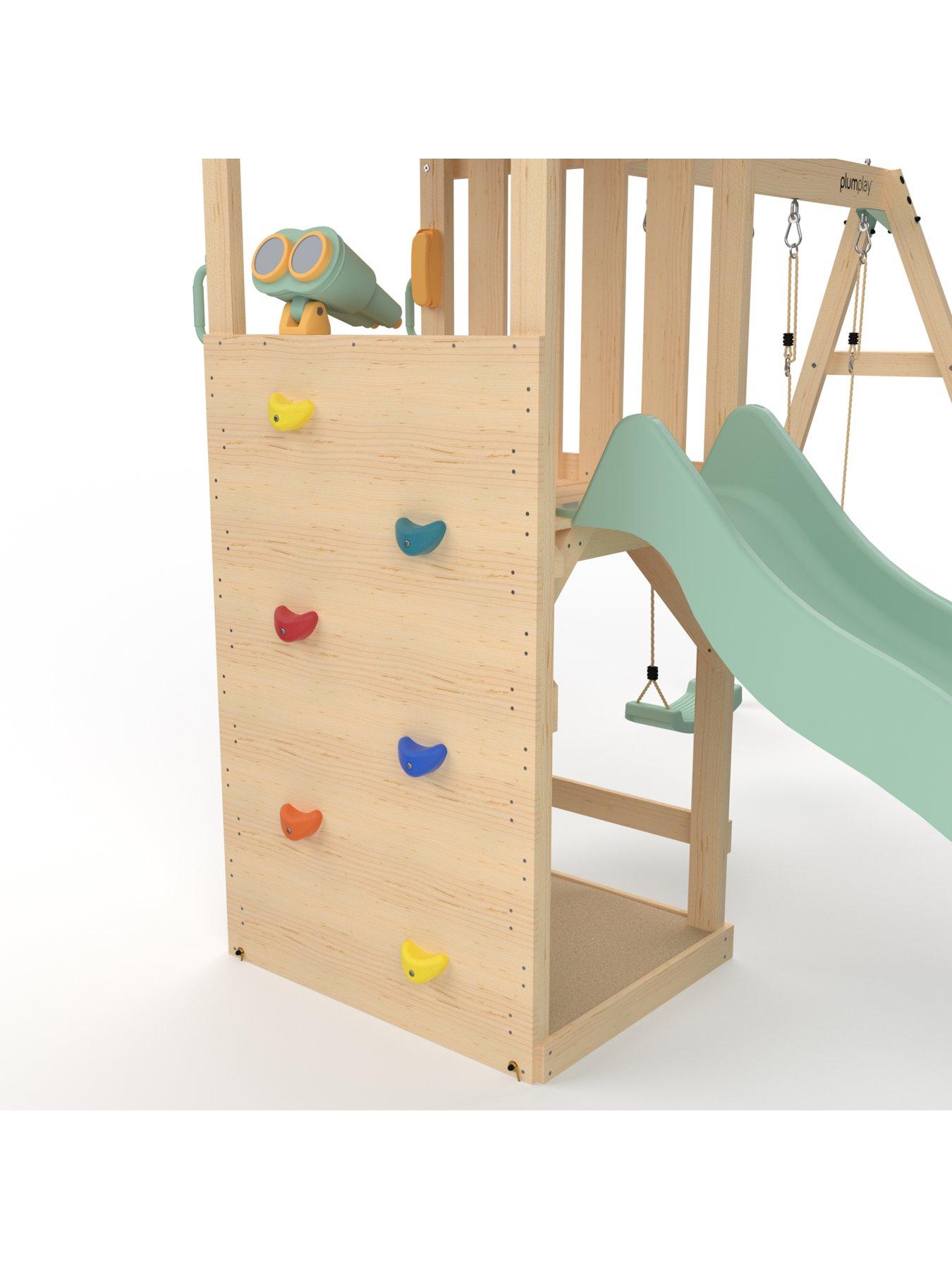 Image 5 of 7 of Plum Wooden Lookout Tower with Double Swing - Pastel Green