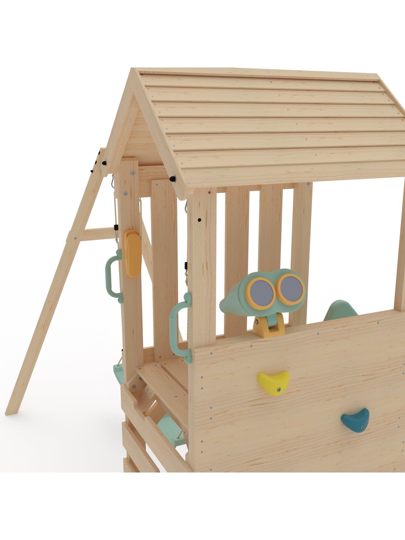Image 6 of 7 of Plum Wooden Lookout Tower with Double Swing - Pastel Green