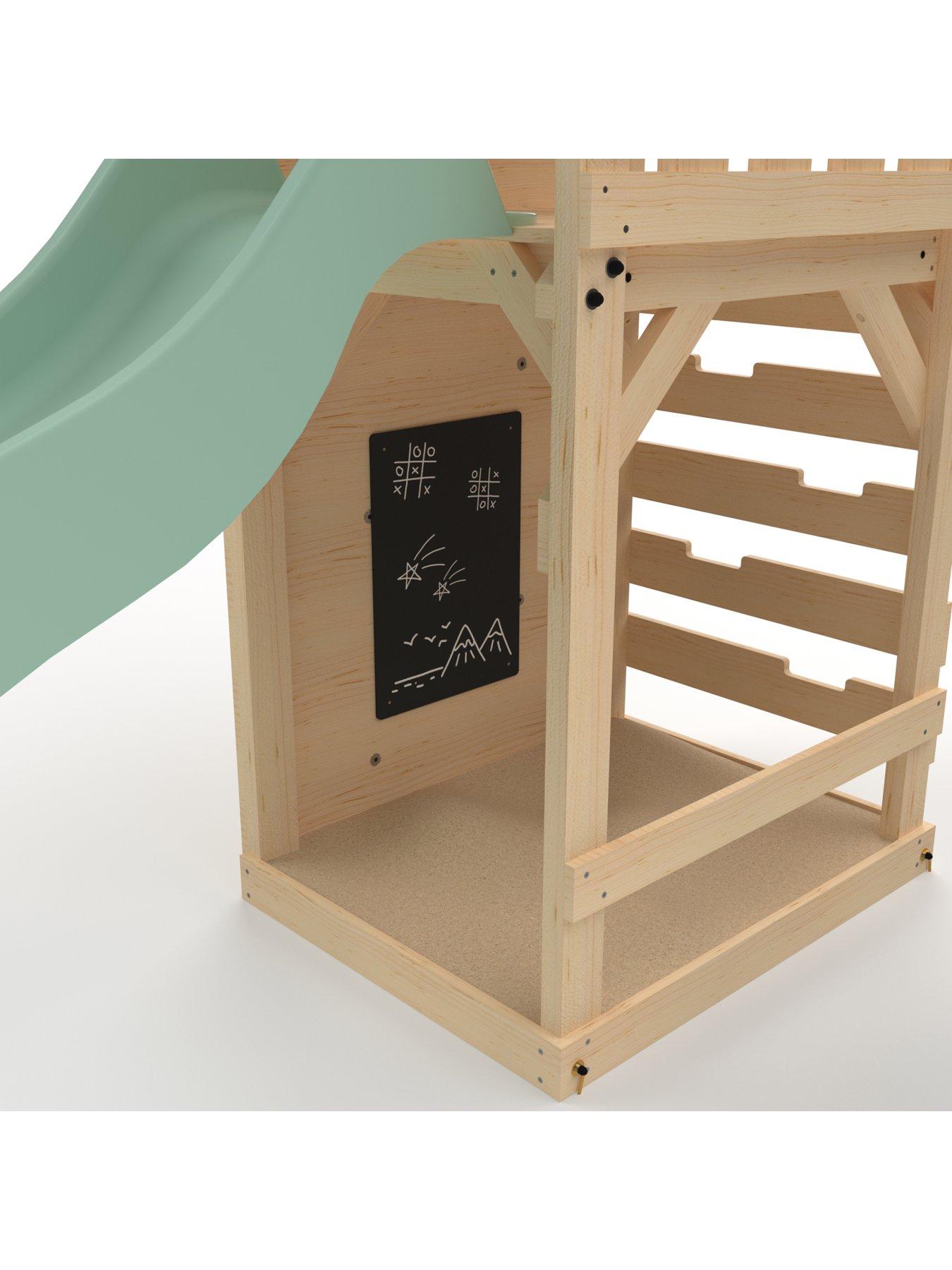 Image 7 of 7 of Plum Wooden Lookout Tower with Double Swing - Pastel Green