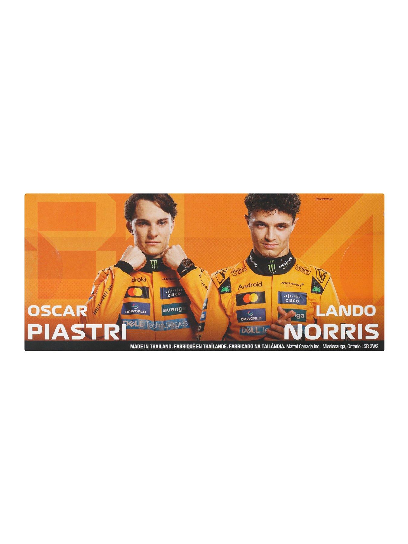 Image 2 of 7 of Hot Wheels Premium Formula 1 2-Pack of 1:64 Scale Cars, McLaren Formula 1 Team of Piastri &amp; Norris
