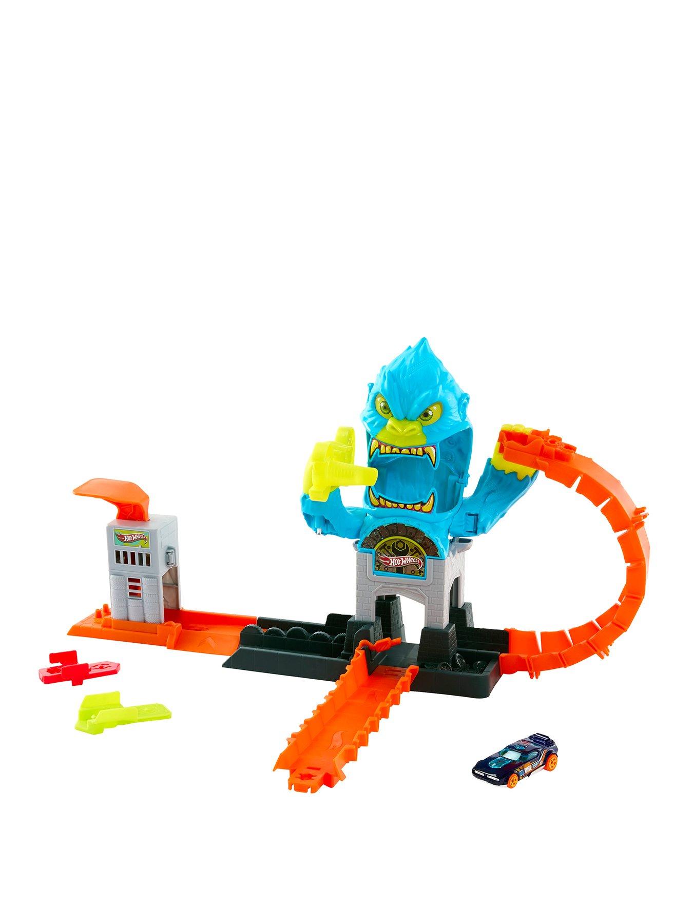 Image 1 of 5 of Hot Wheels City Gorilla Slam Attack Playset &amp; Toy Car, Multiple Ways to Play, Speed Snap Track