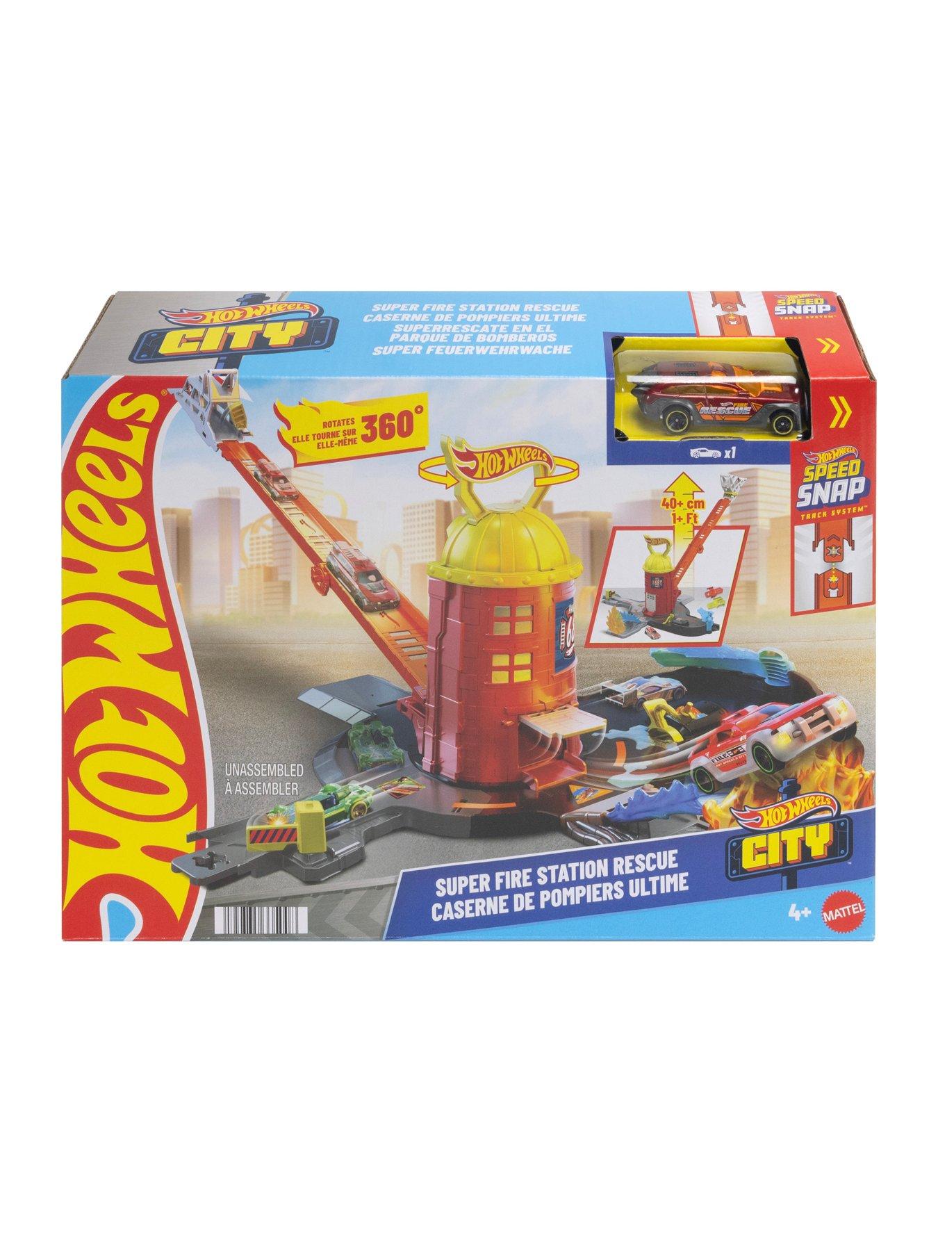 Image 5 of 5 of Hot Wheels City Super Fire Station Rescue Playset &amp; 1:64 Scale Toy Car, Track Extends 16'