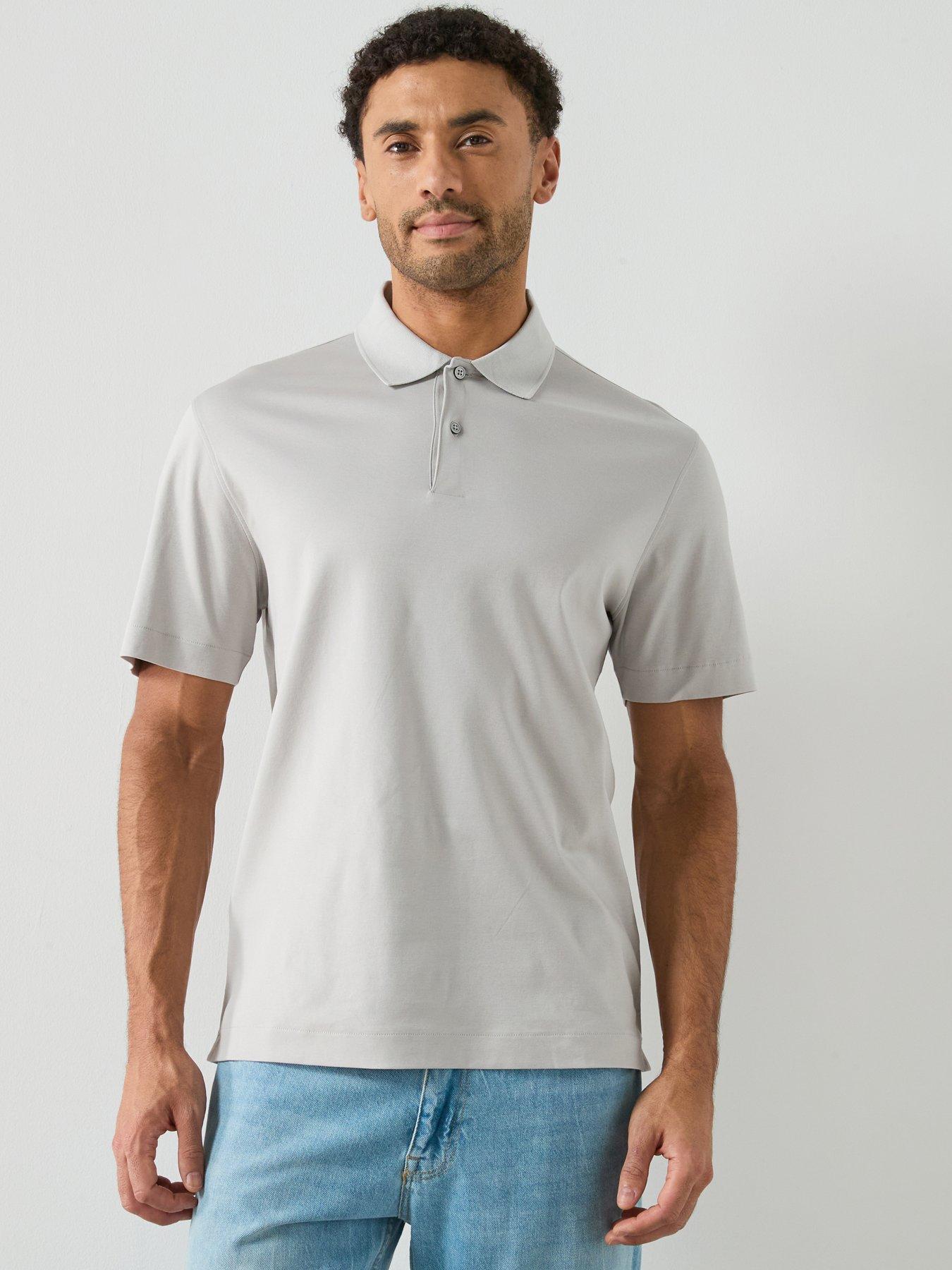  image of mango-bellowp-short-sleeve-polo-shirt-grey