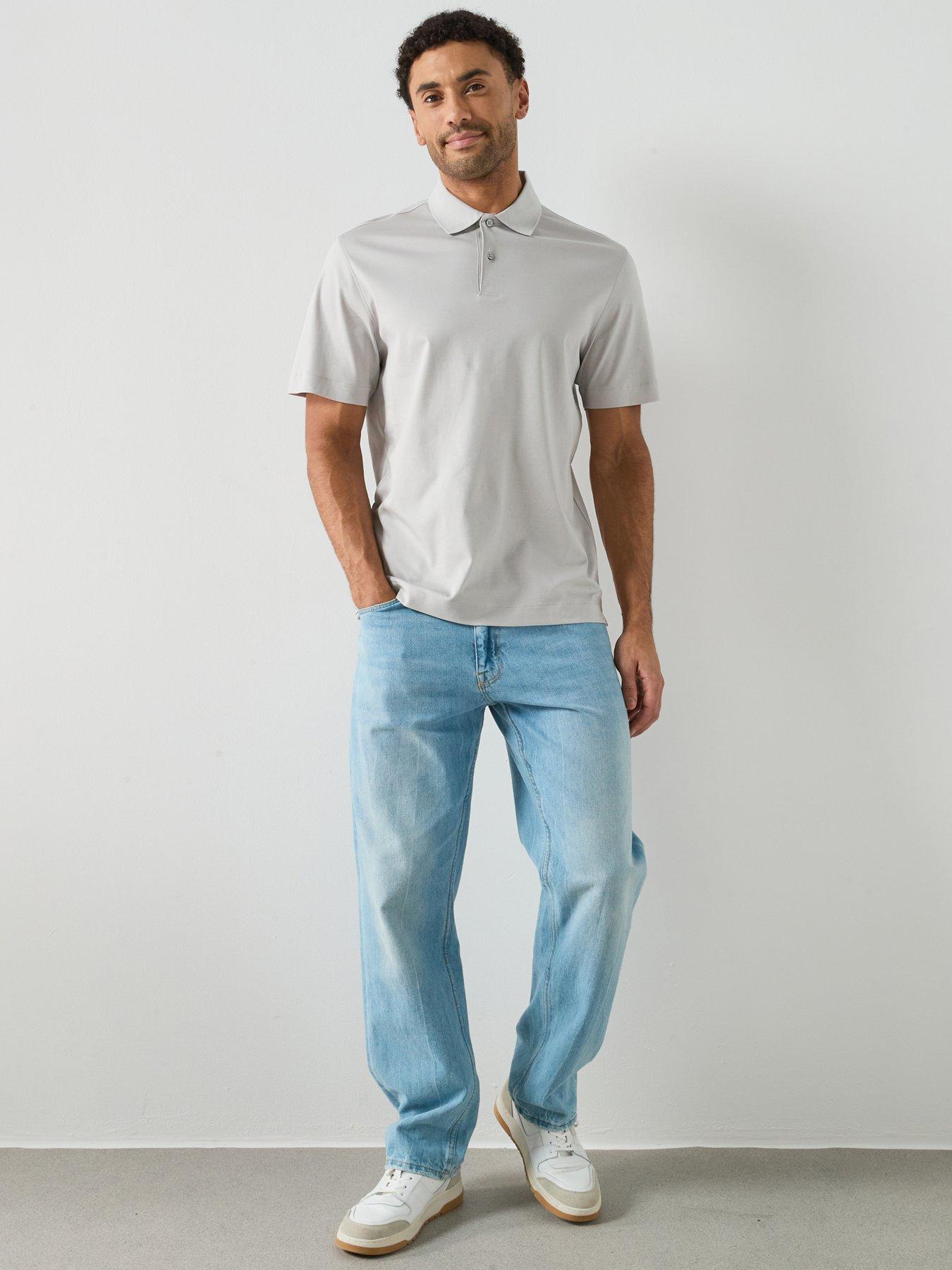  image of mango-bellowp-short-sleeve-polo-shirt-grey