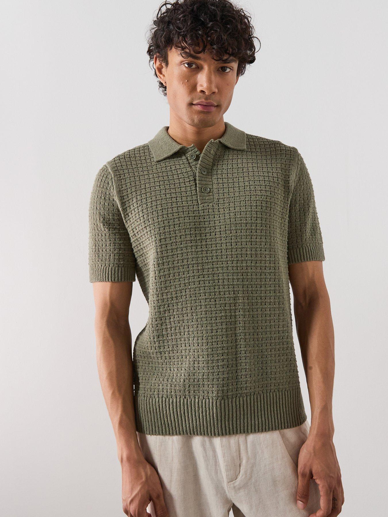  image of mango-mango-samos-short-sleeve-knitted-polo-shirt