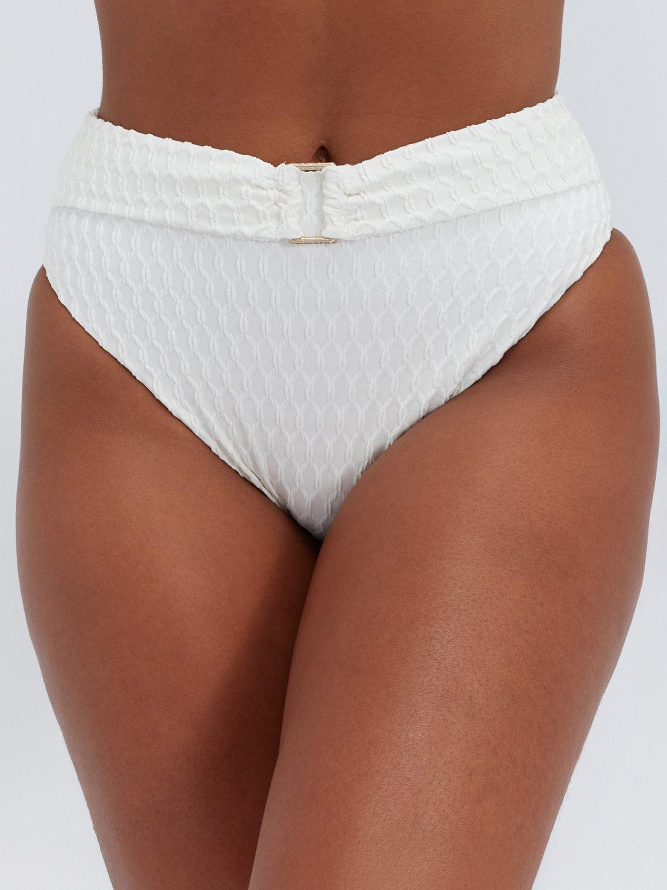 Image 1 of 5 of Boux Avenue Riad Texture High Waist Brief - Ecru