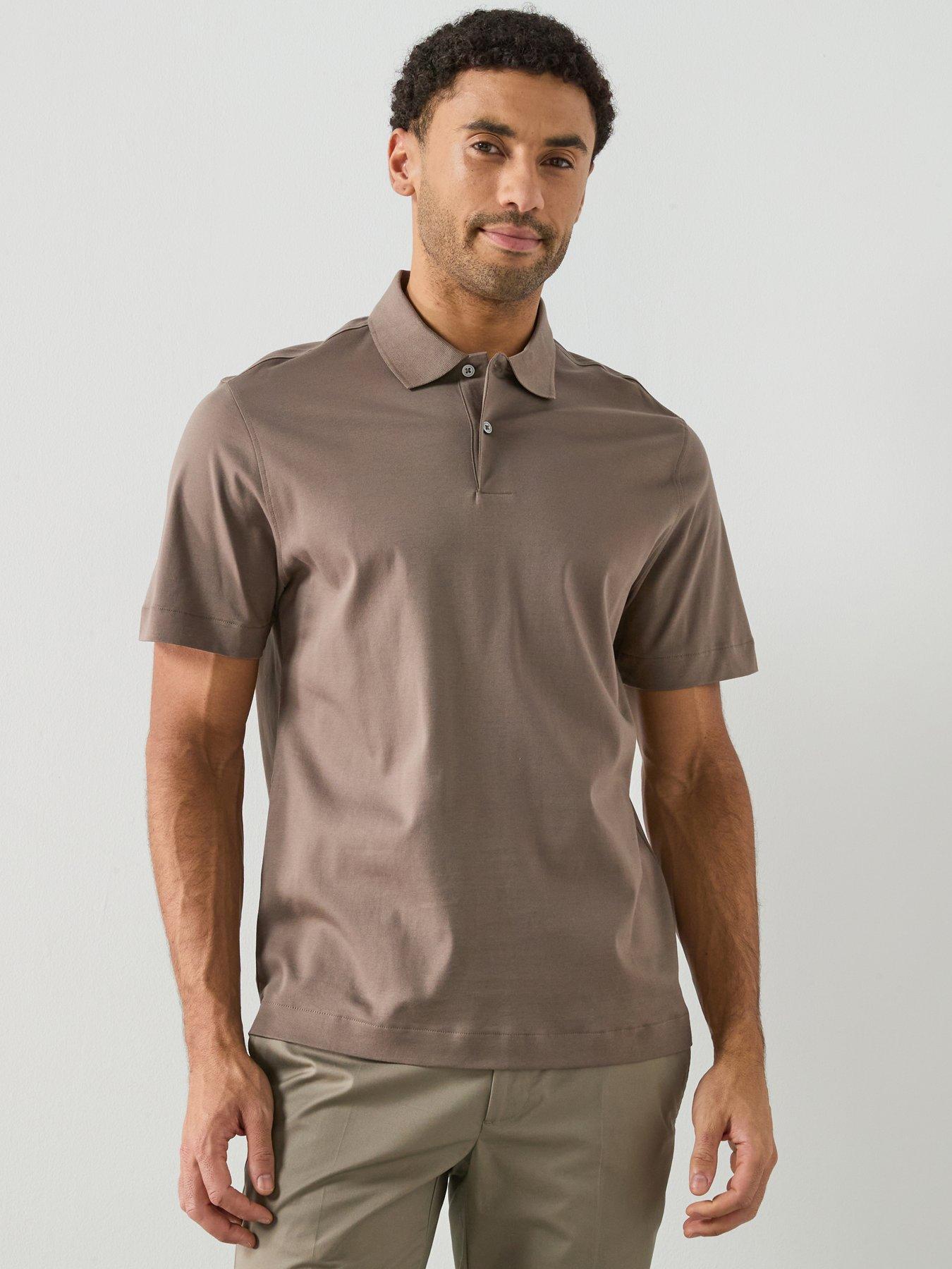  image of mango-short-sleeve-polo-shirt-brown