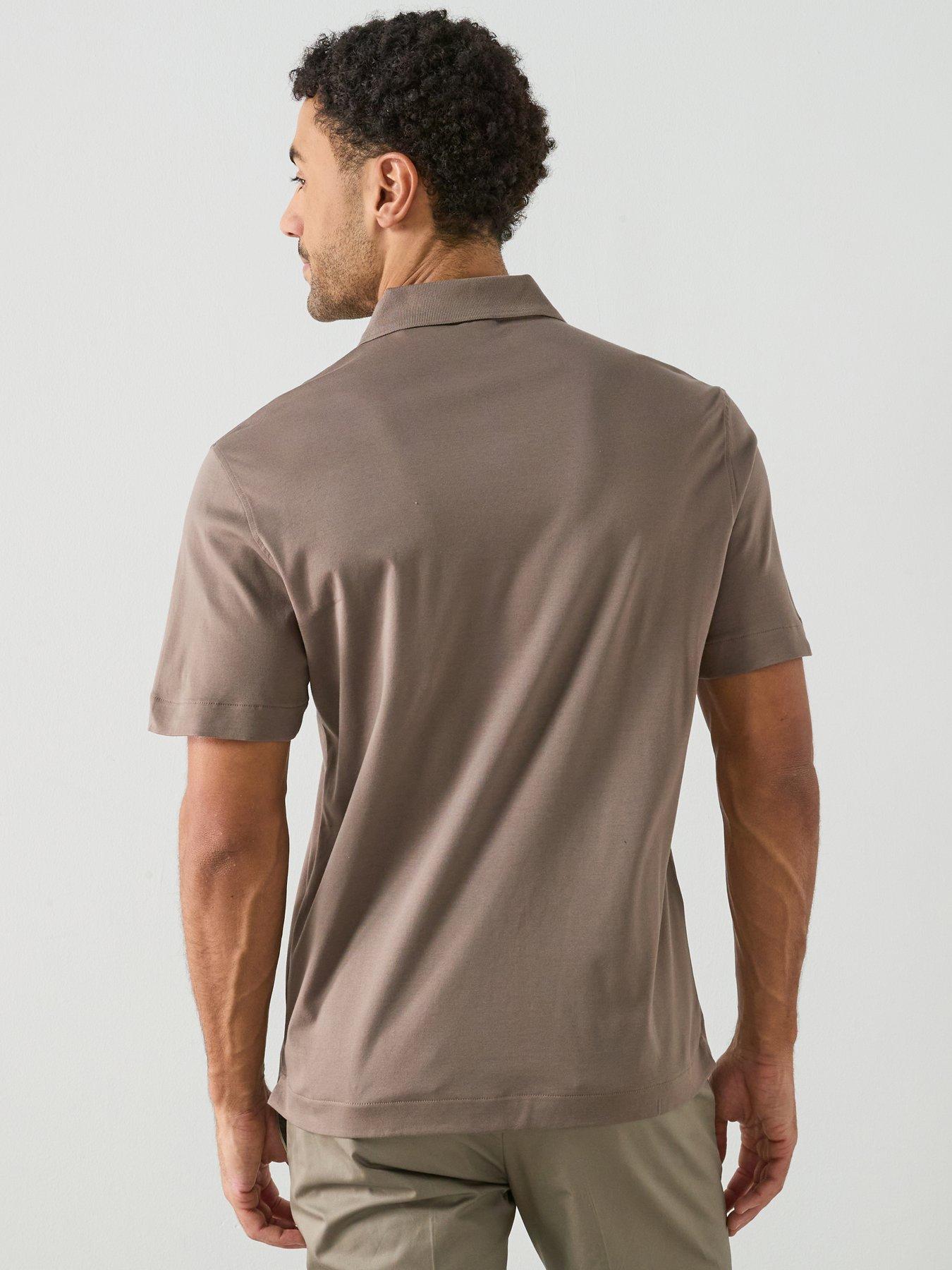 image of mango-short-sleeve-polo-shirt-brown