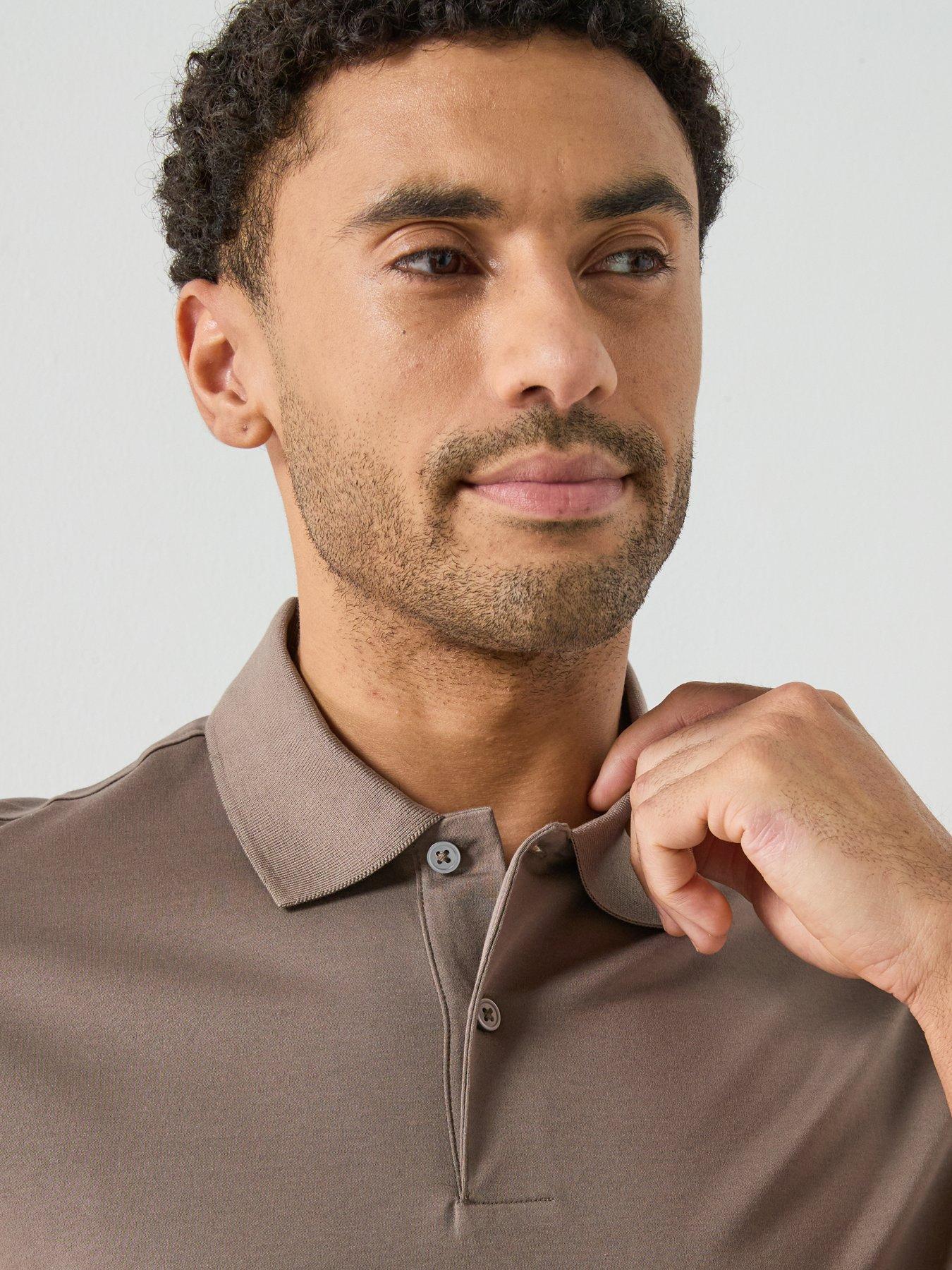  image of mango-short-sleeve-polo-shirt-brown