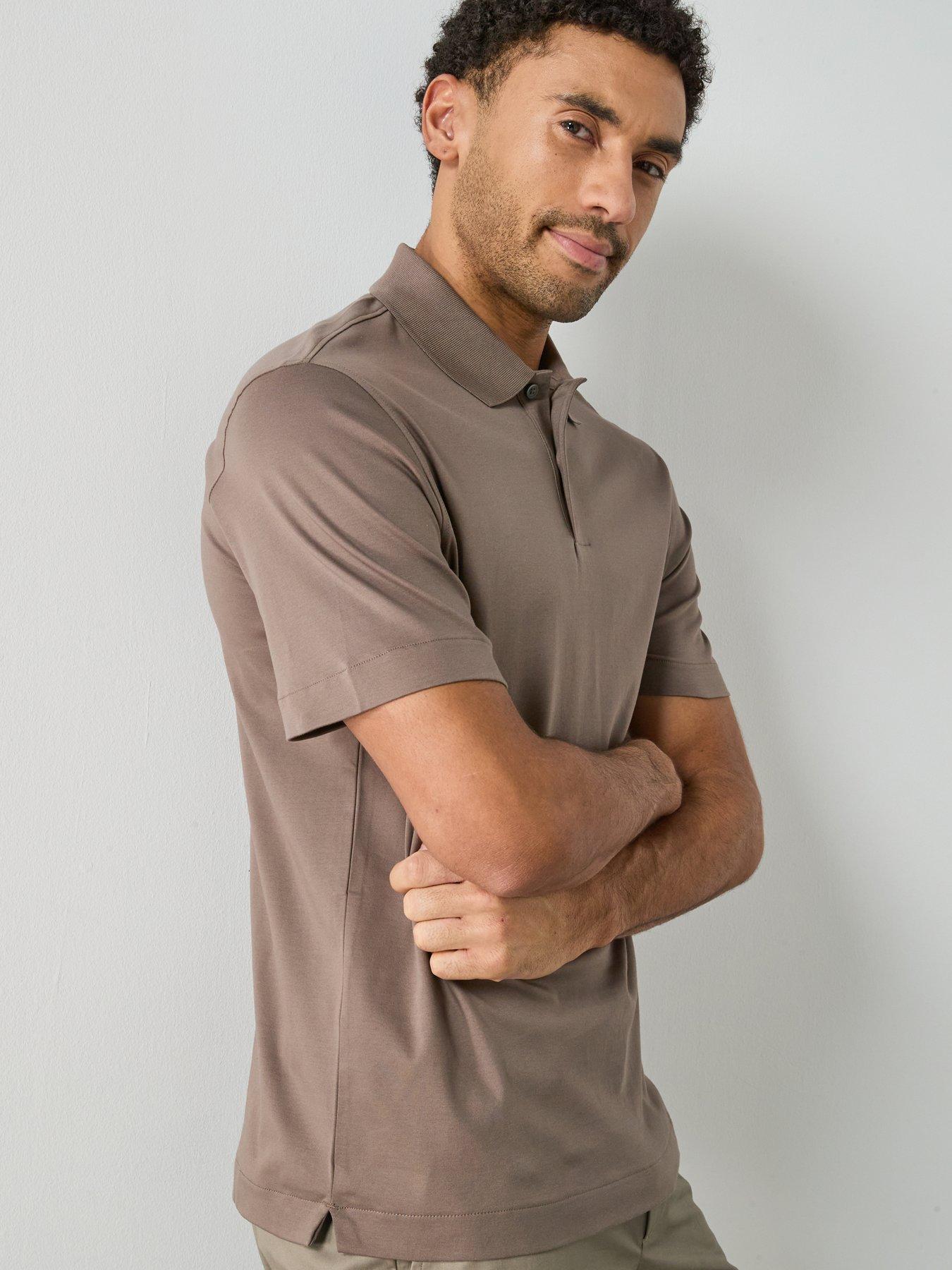  image of mango-short-sleeve-polo-shirt-brown