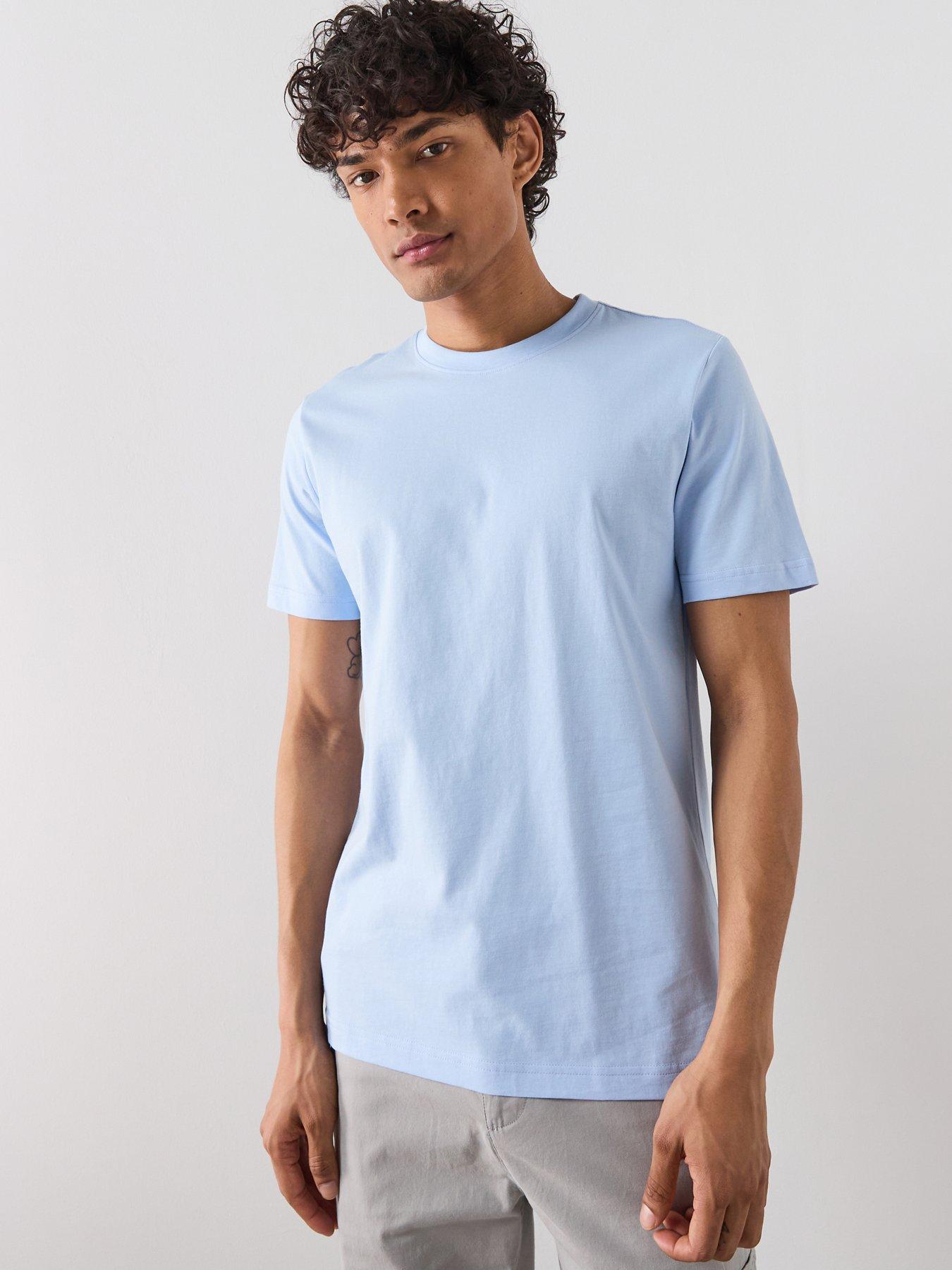 front image of mango-cherlo-t-shirt-blue