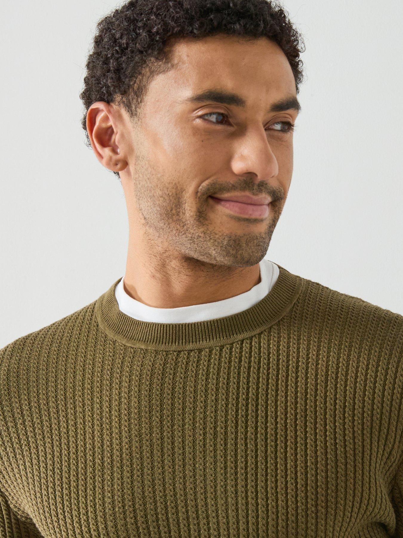  image of mango-warrior-knitted-jumper-khaki