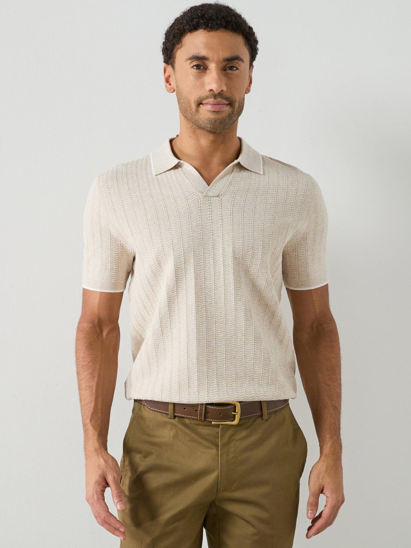  image of mango-tip-short-sleeve-polo-shirt-beige