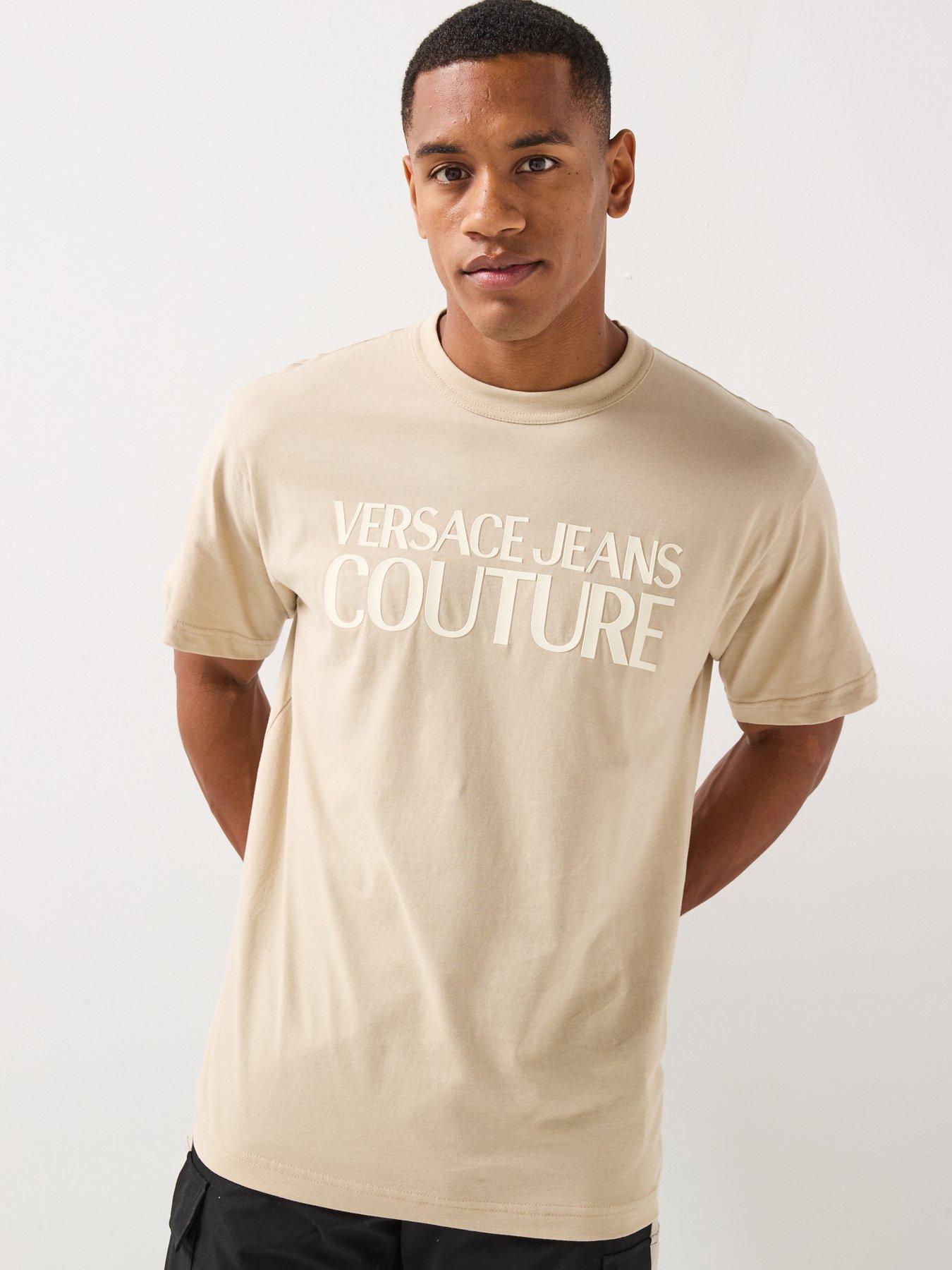 Versace Jeans Couture Rubber Logo Regular Fit T-Shirt - Beige