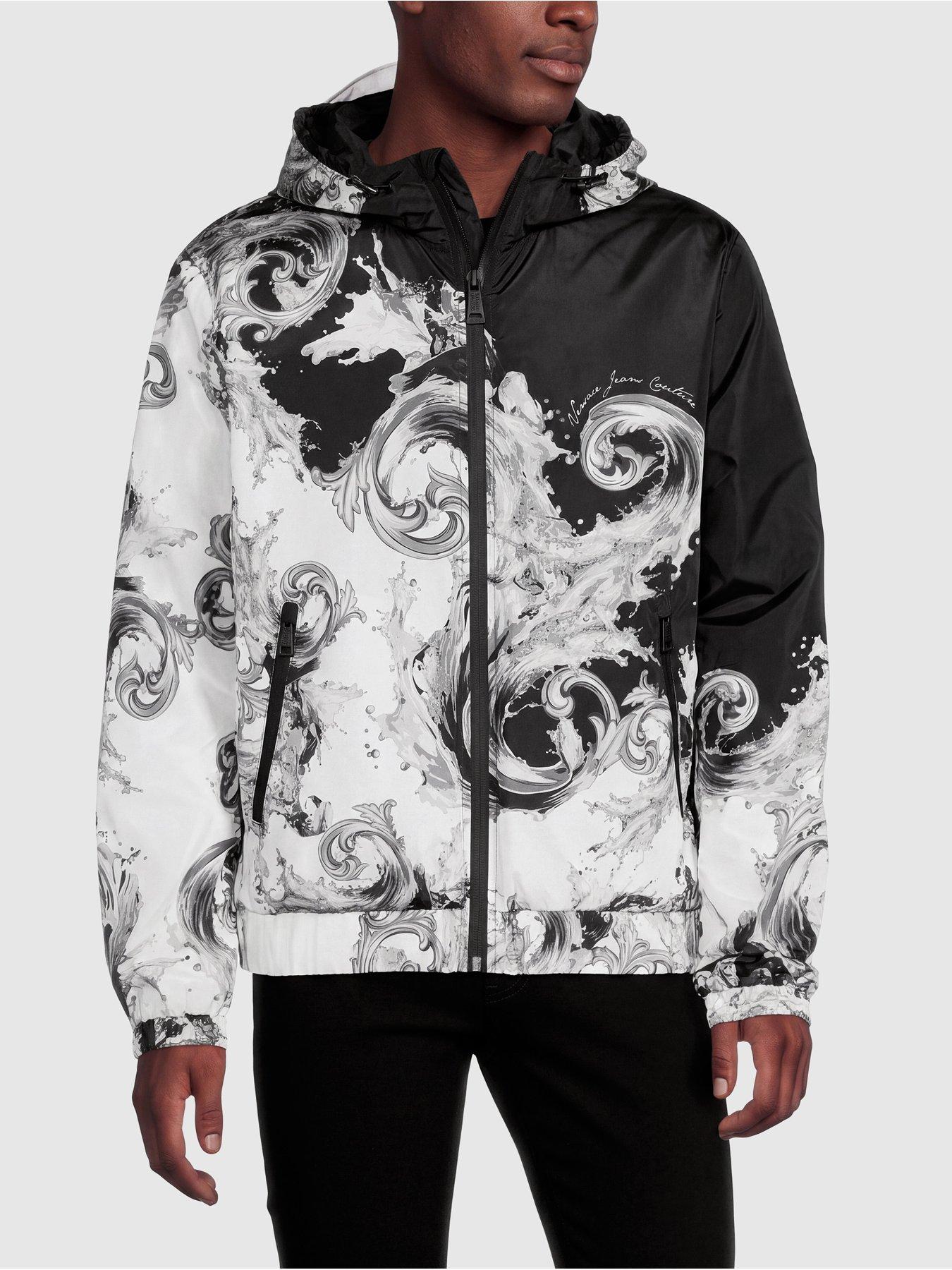 Versace Jeans Couture Versace Jeans Couture Wave Barocco Hooded Windcheater Jacket - Black/white