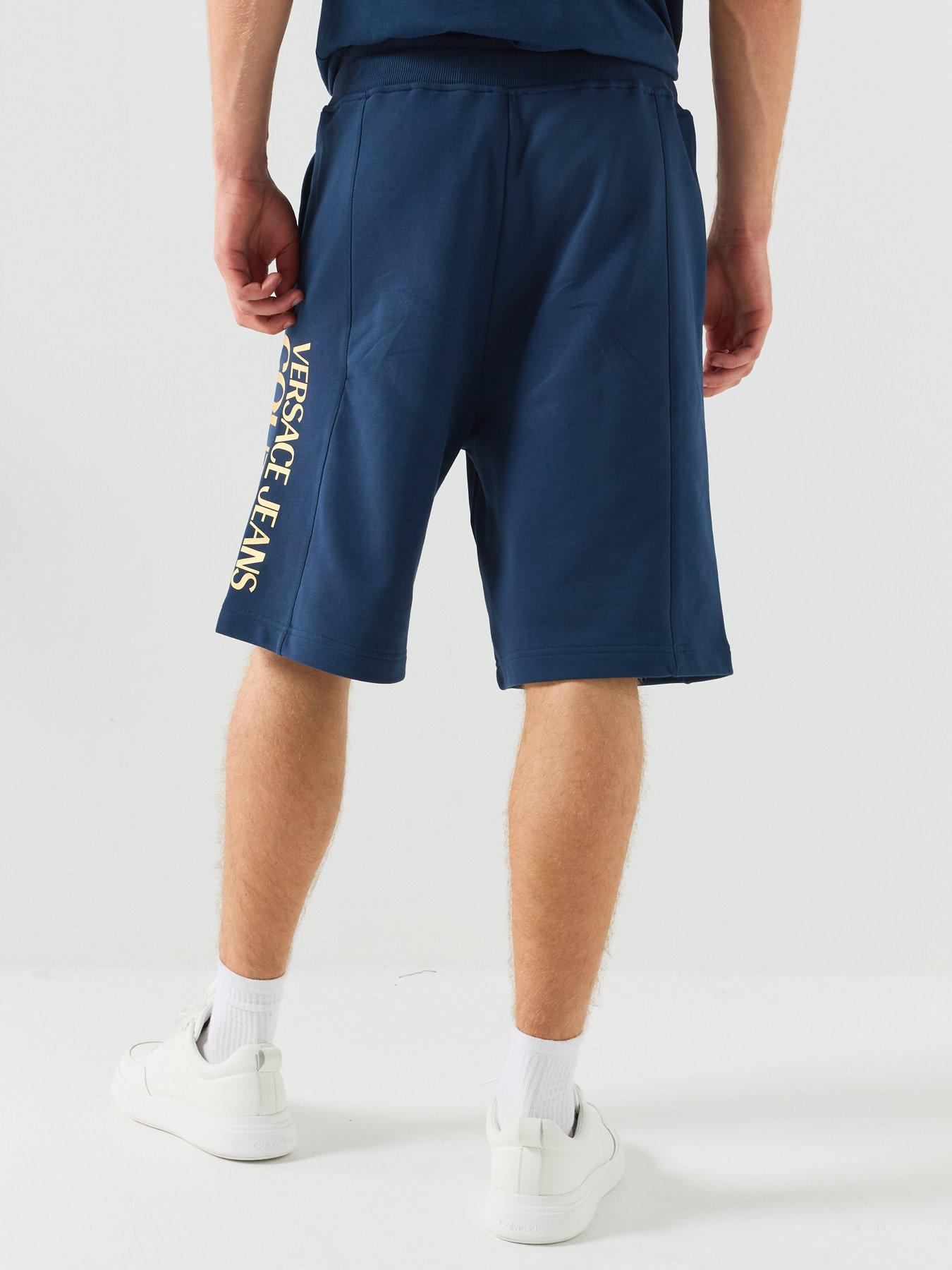 Image 2 of 6 of Versace Jeans Couture Foil Logo Jersey Regular Fit Shorts - Blue