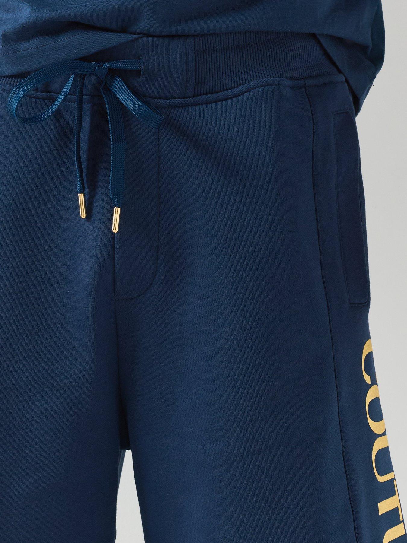 Image 6 of 6 of Versace Jeans Couture Foil Logo Jersey Regular Fit Shorts - Blue