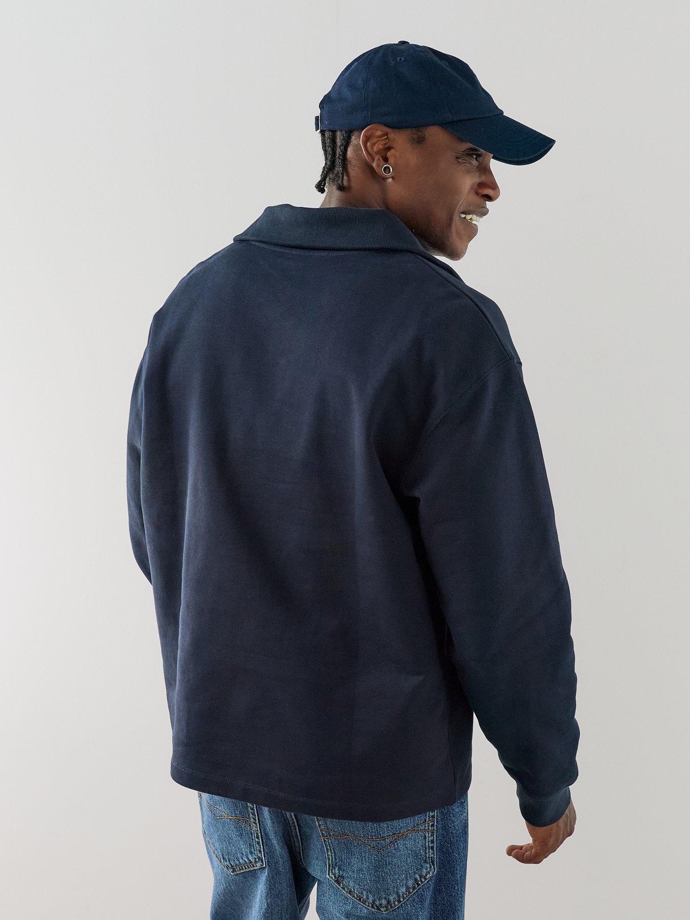 Image 2 of 6 of The Very Collection Cotton Rich Quarter Zip Funnel Neck Sweatshirt - Navy