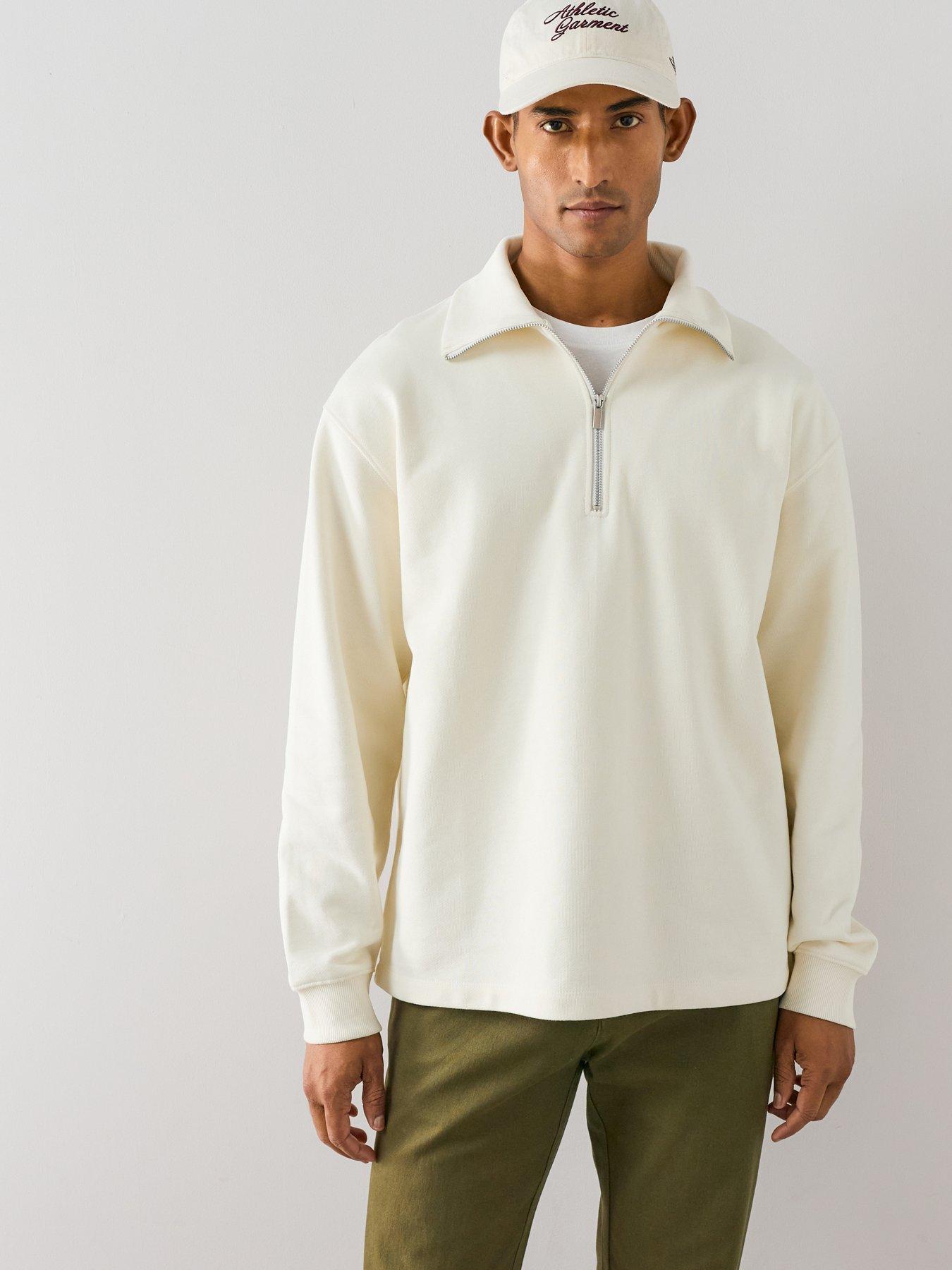 The Very Collection Premium Quarter Zip Funnel Neck Sweatshirt - Forest Green