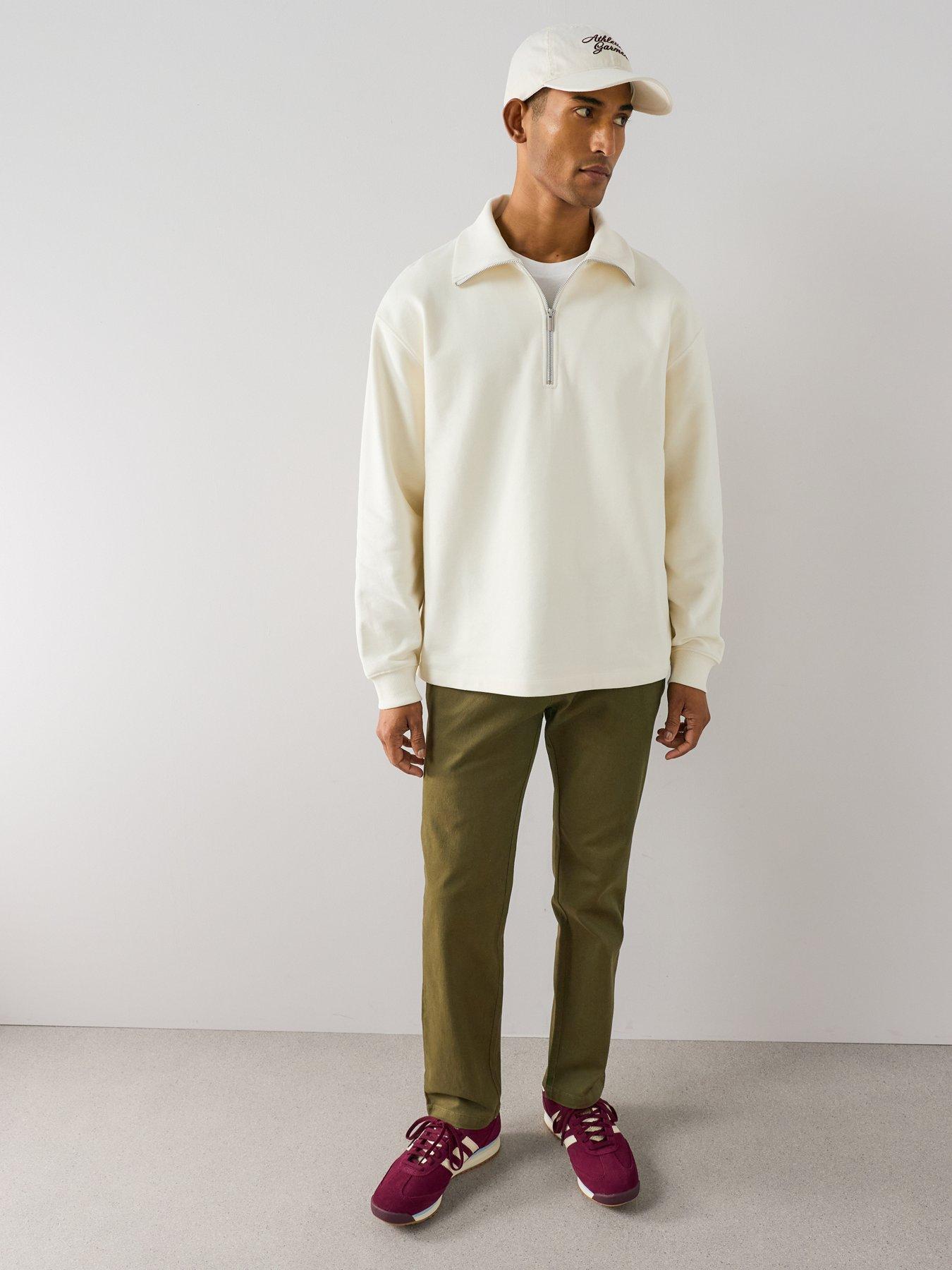 Image 3 of 6 of The Very Collection Cotton Rich Quarter Zip Funnel Neck Sweatshirt - Cream