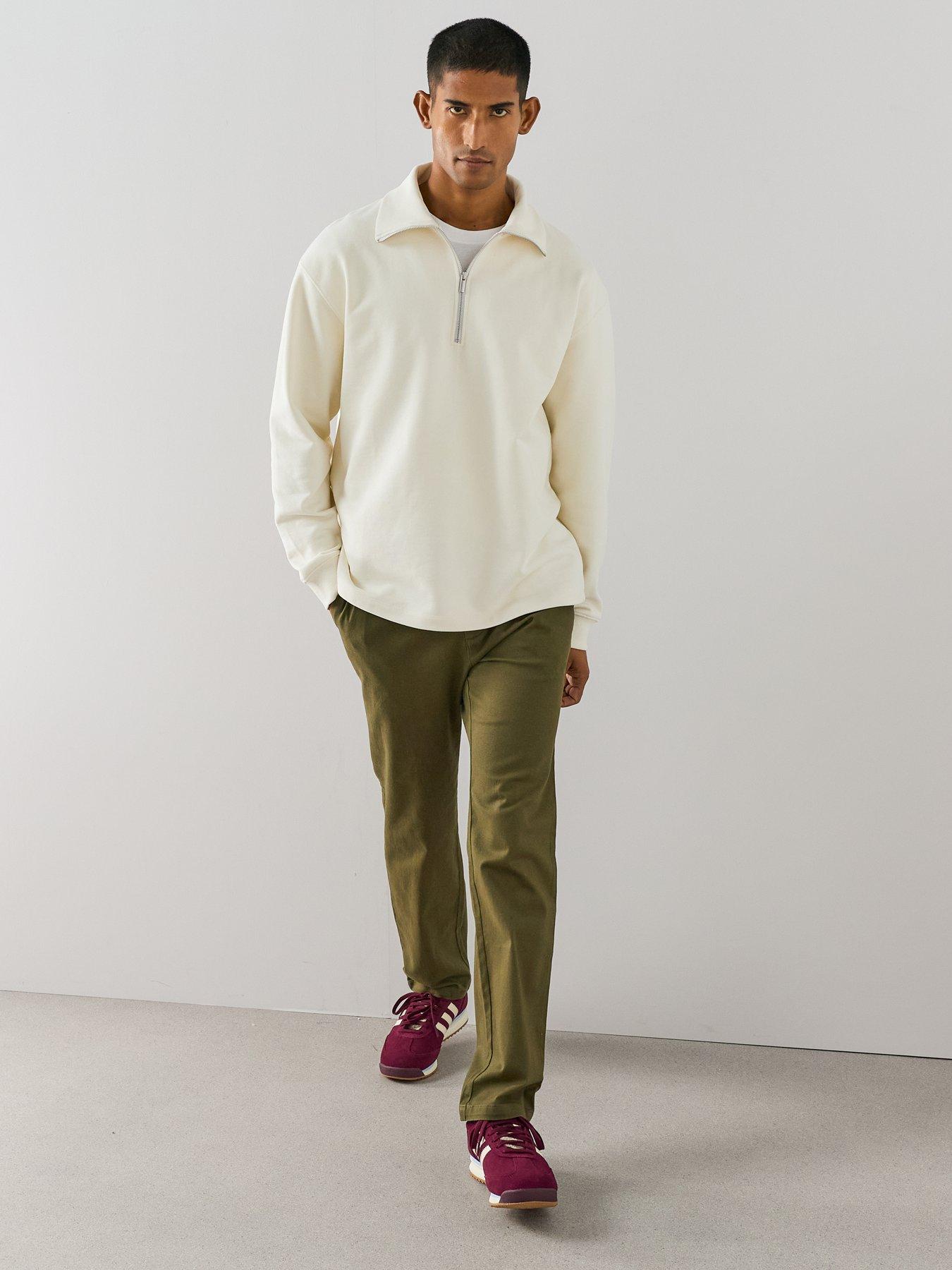 Image 5 of 6 of The Very Collection Cotton Rich Quarter Zip Funnel Neck Sweatshirt - Cream
