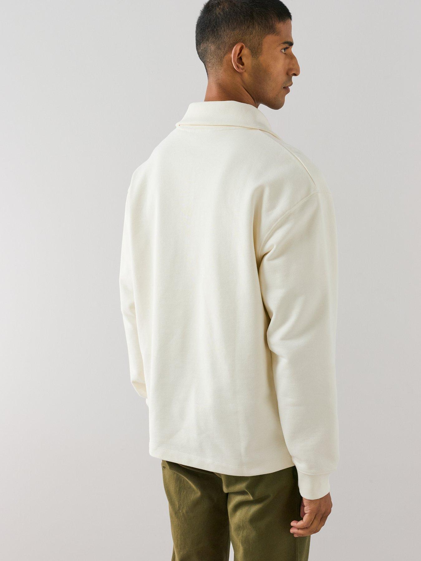 Image 6 of 6 of The Very Collection Cotton Rich Quarter Zip Funnel Neck Sweatshirt - Cream