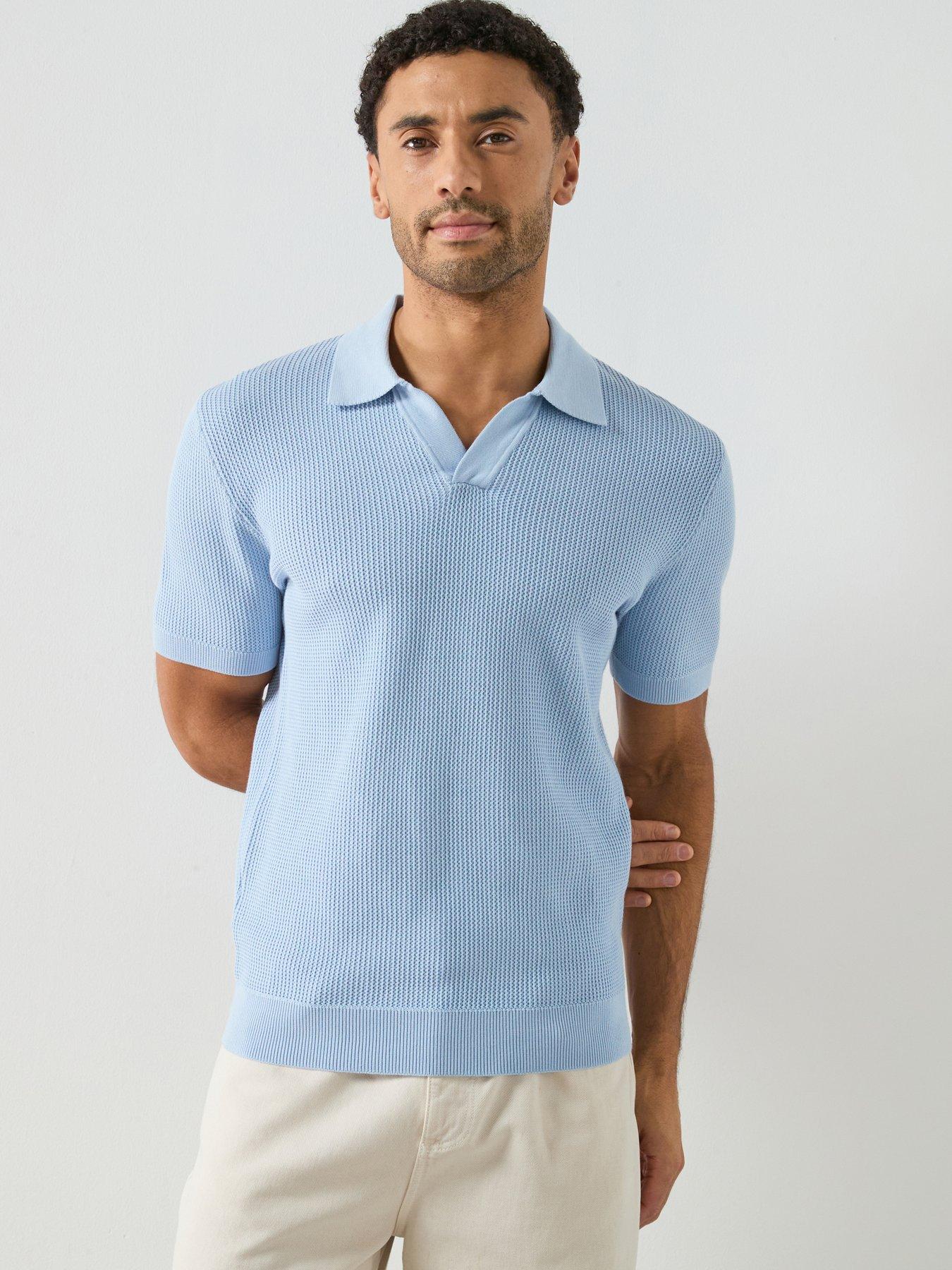 Mango Salas Short Sleeve Open Collar Polo Shirt - Blue