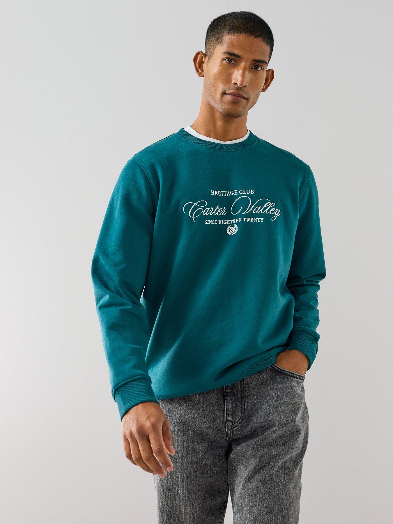 The Very Collection Cotton Blend Graphic Crew Neck Jumper - Green