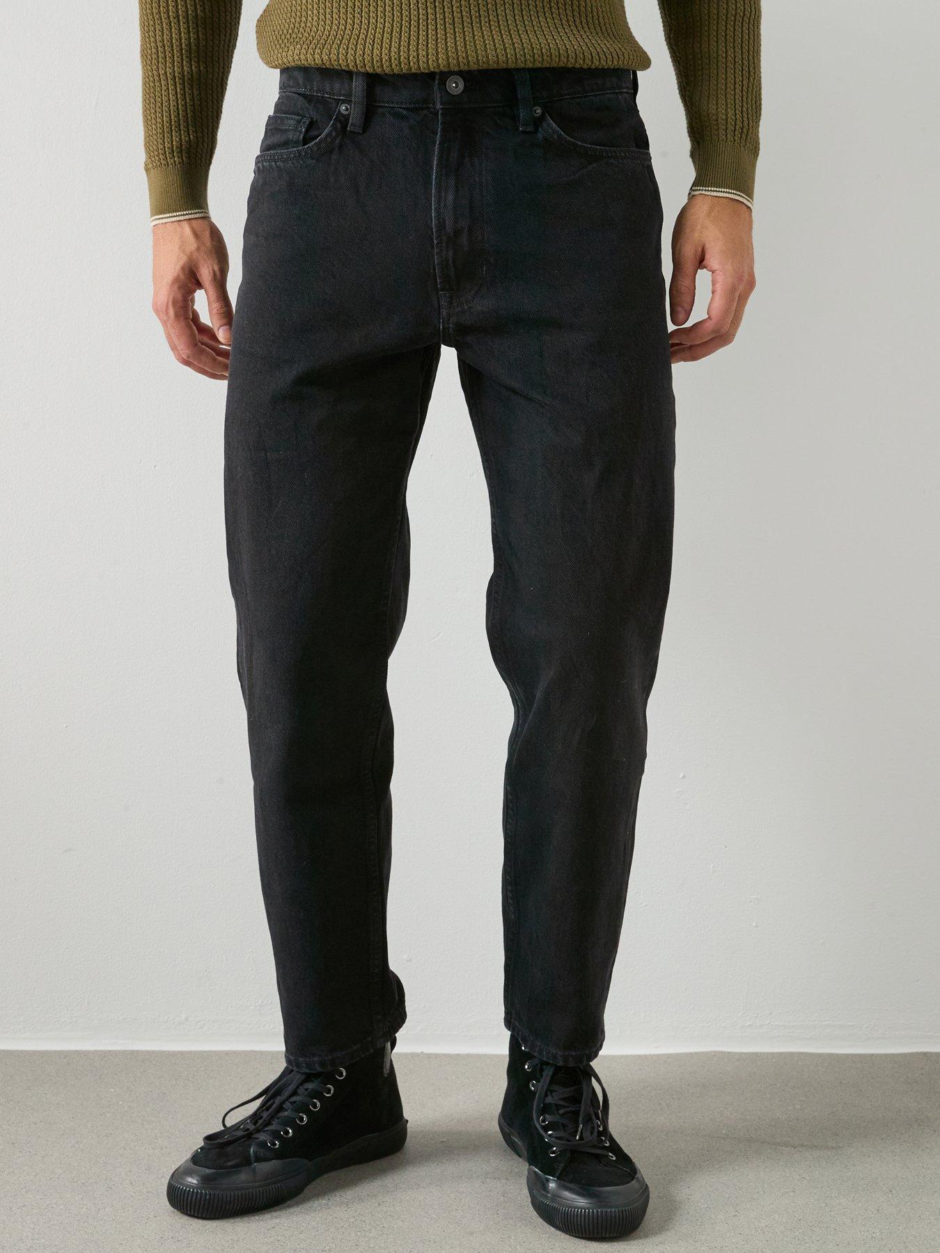 front image of mango-sammy-straight-fit-jeans-black