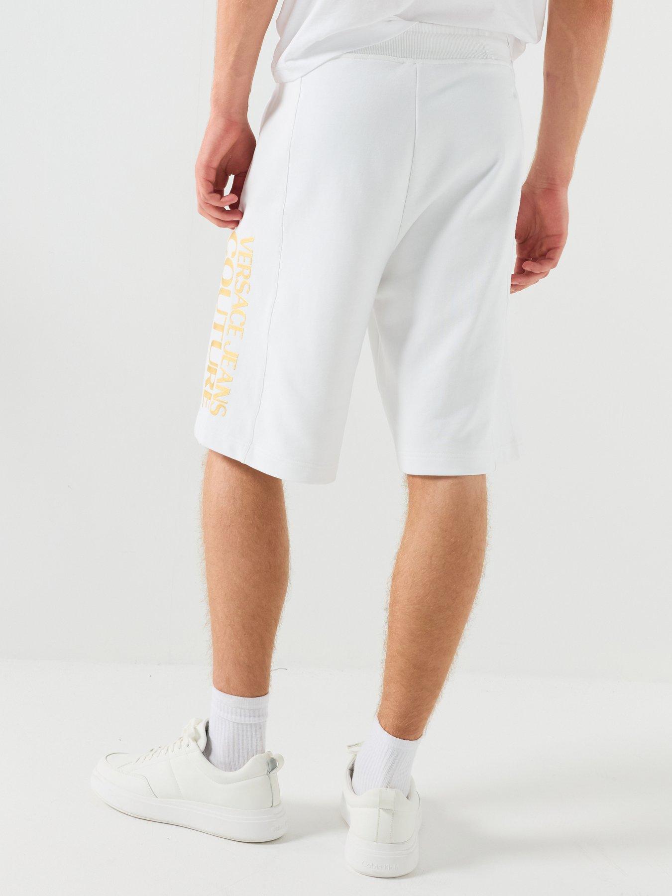 Image 2 of 6 of Versace Jeans Couture Versace Jeans Couture Foil Logo Jersey Regular Fit Shorts - White