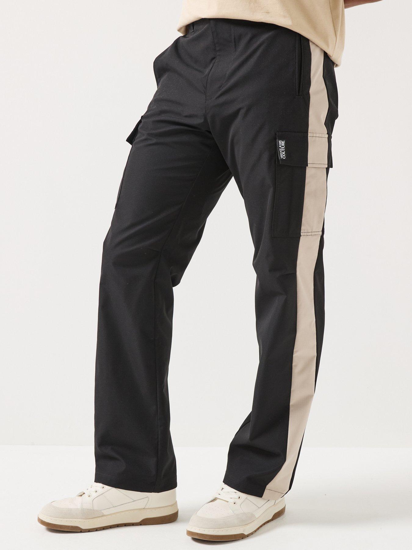 Image 1 of 6 of Versace Jeans Couture Contrast Side Panel Trousers - Black