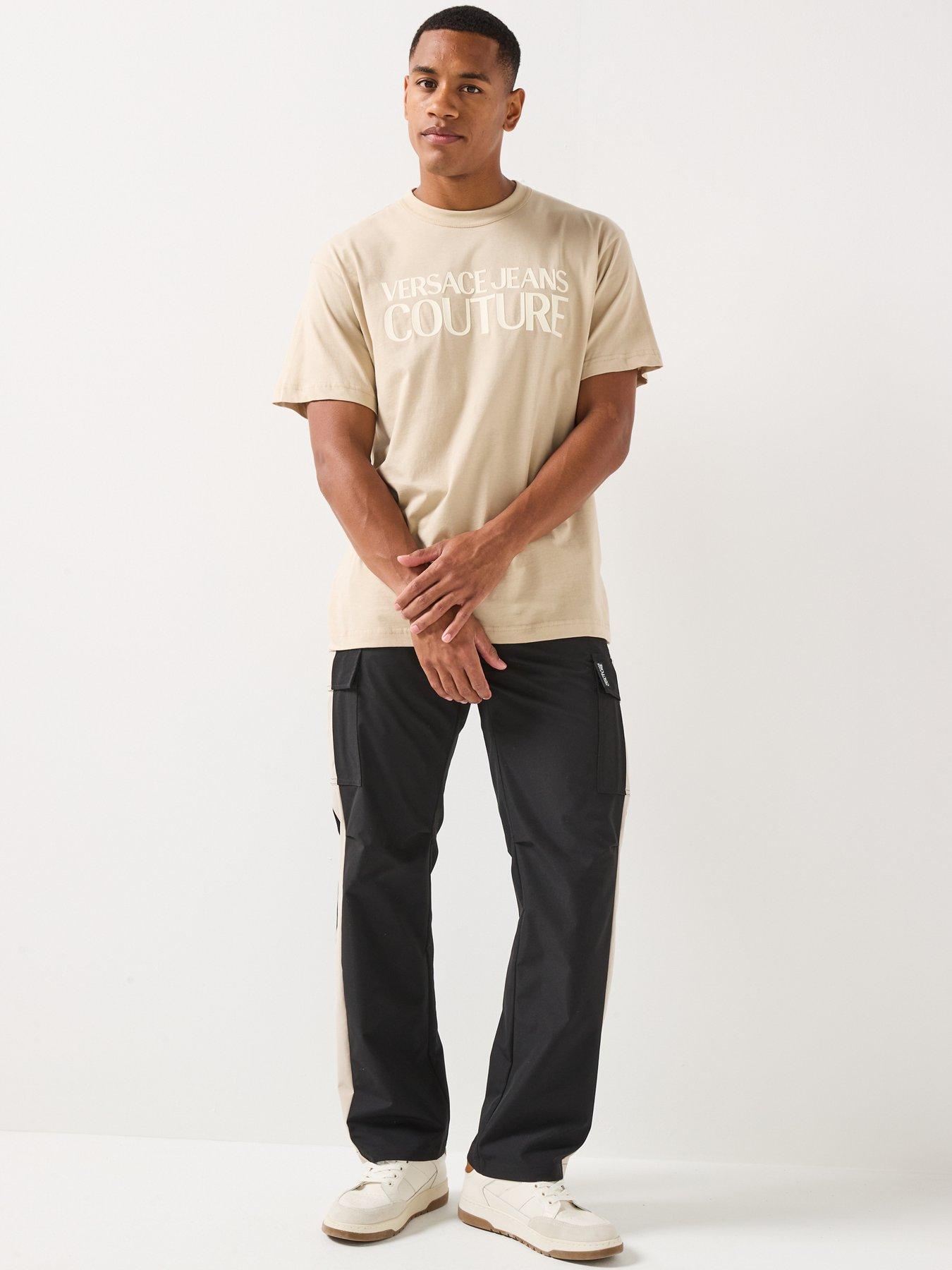 Image 3 of 6 of Versace Jeans Couture Contrast Side Panel Trousers - Black