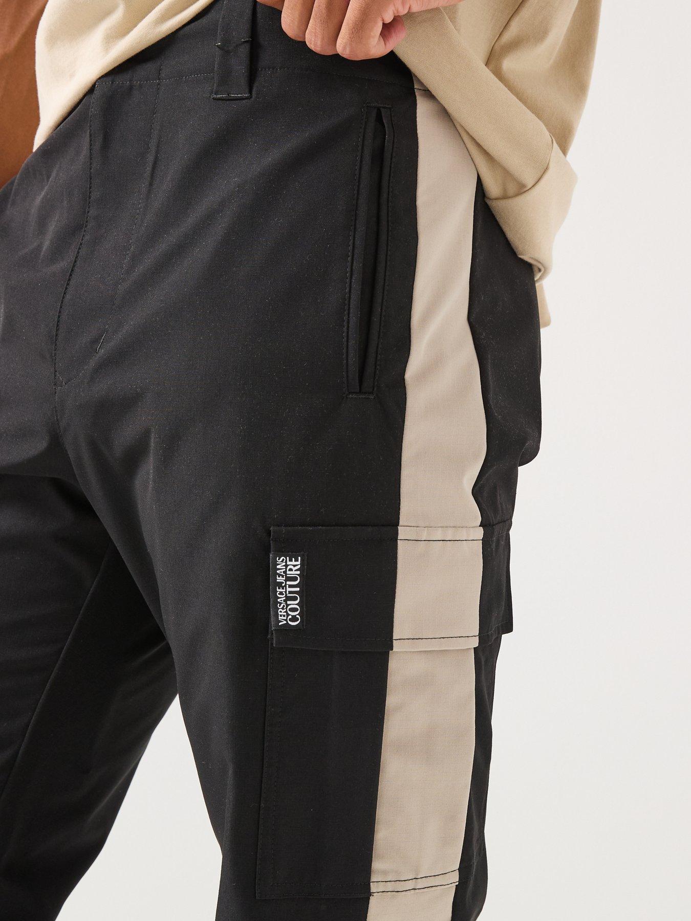 Image 4 of 6 of Versace Jeans Couture Contrast Side Panel Trousers - Black