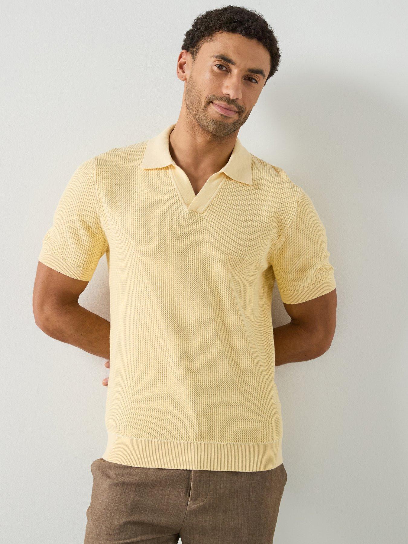Mango Salas Short Sleeve Open Collar Polo Shirt - Yellow