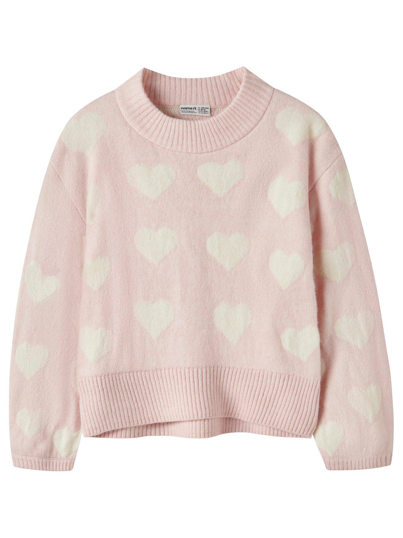 Name It Girls Heart Knitted Jumper - Pink