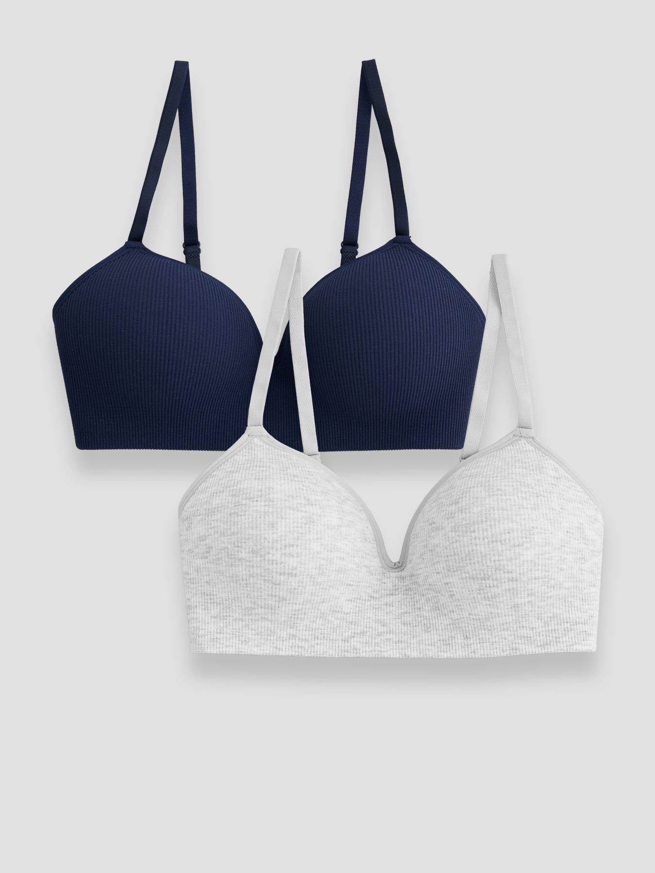 The Very Collection 2 Pack Seamless Padded Bralette - Grey/Navy