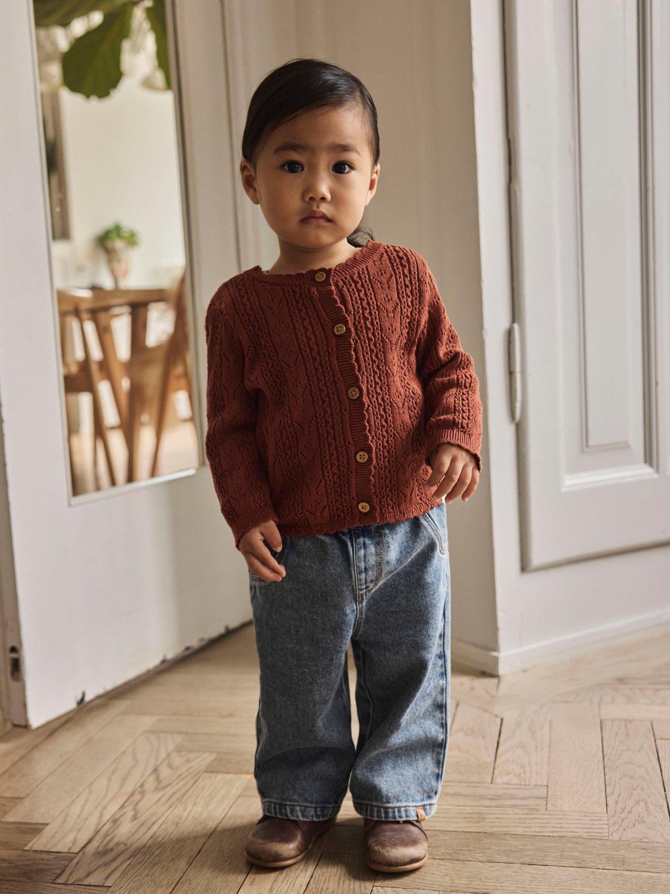 Lil Atelier Baby Girls Pointelle Cardigan - Red