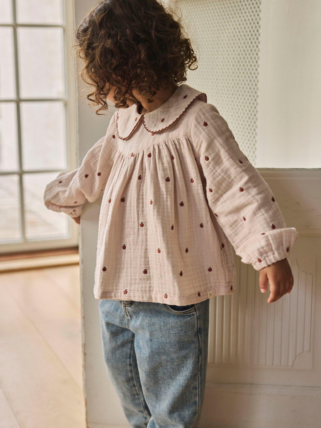 Lil Atelier Mini Girls Apple Embroidered Co-ord Blouse - Light Pink