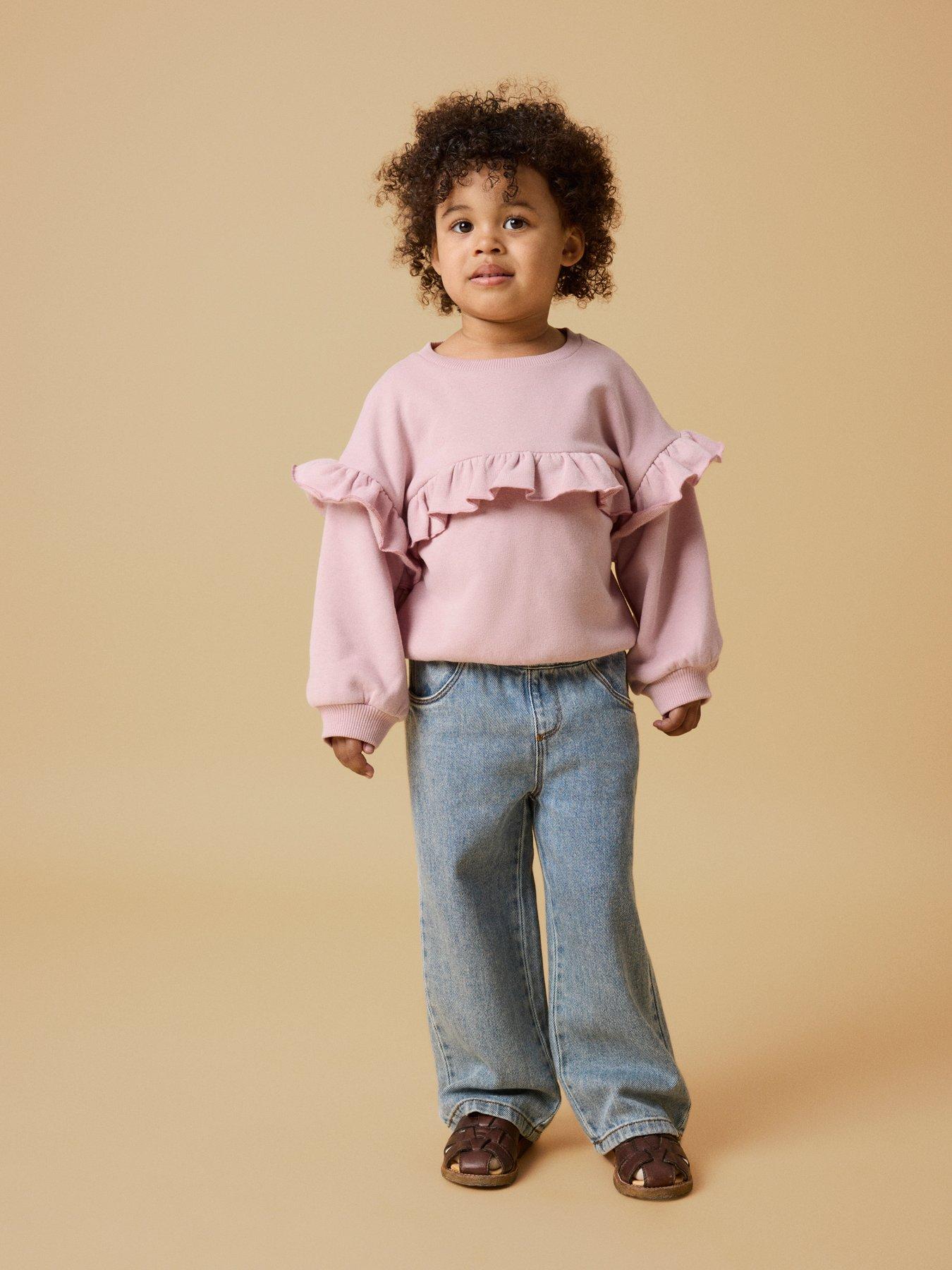 Lil Atelier Mini Girls Co-ord Wide Leg Jeans - Blue