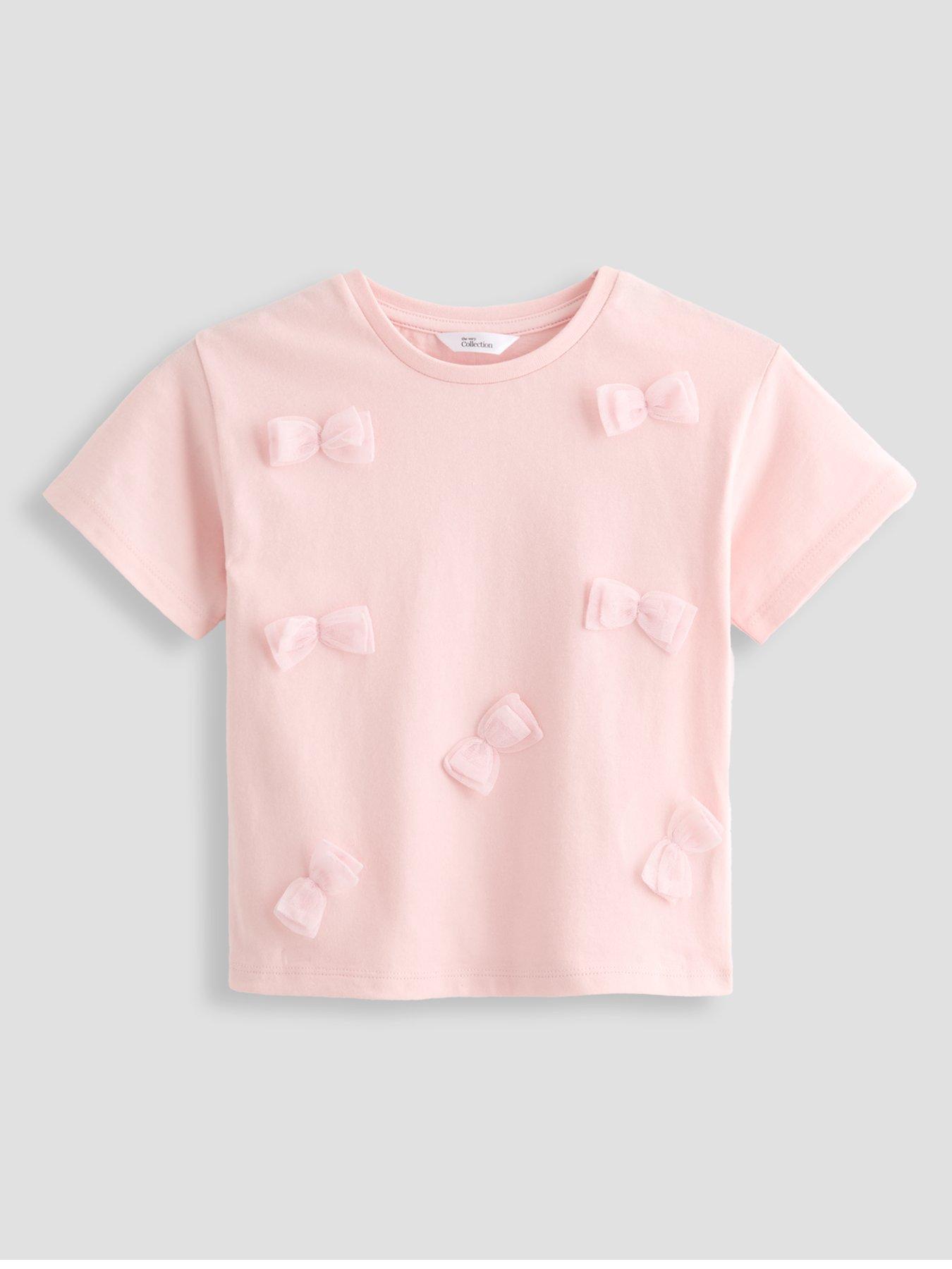 Image 3 of 5 of The Very Collection Girls 3-Pack Short Sleeve 3D Bow Detail T-Shirts - Multi