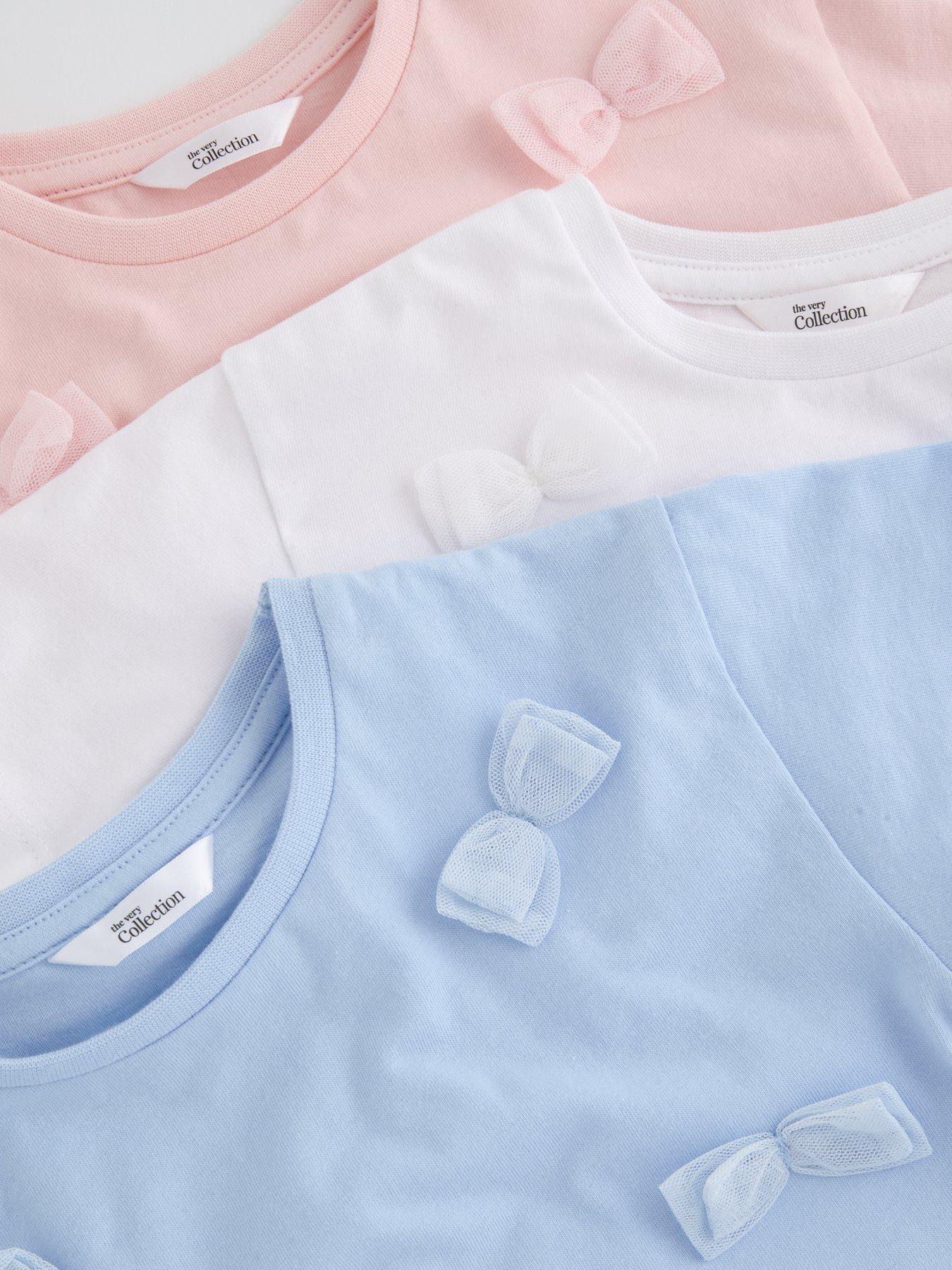 Image 5 of 5 of The Very Collection Girls 3-Pack Short Sleeve 3D Bow Detail T-Shirts - Multi