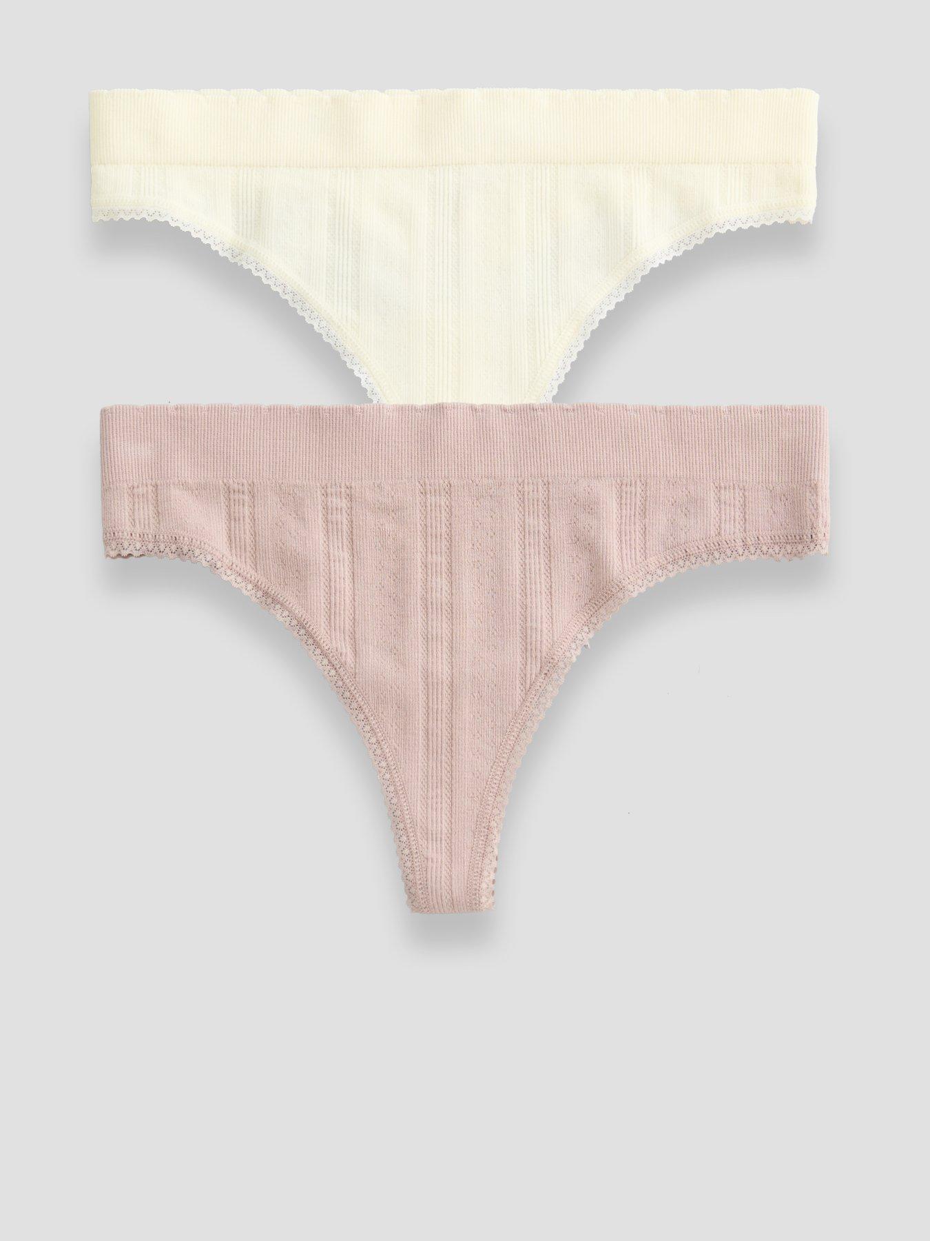 The Very Collection 2 Pack Pointelle Seamless Thongs - Multi