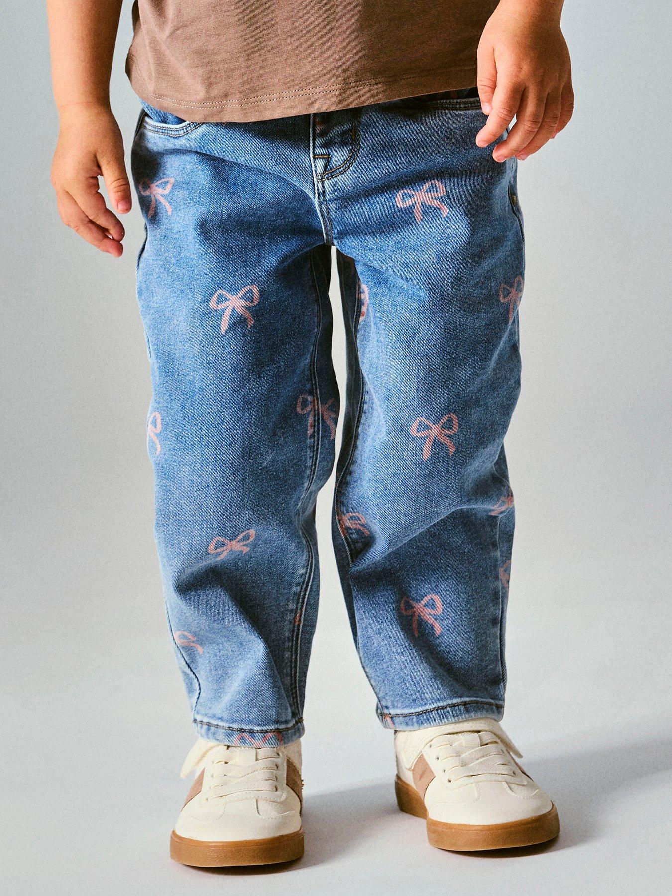 Name It Mini Girls Bow Embroidered Jeans - Blue