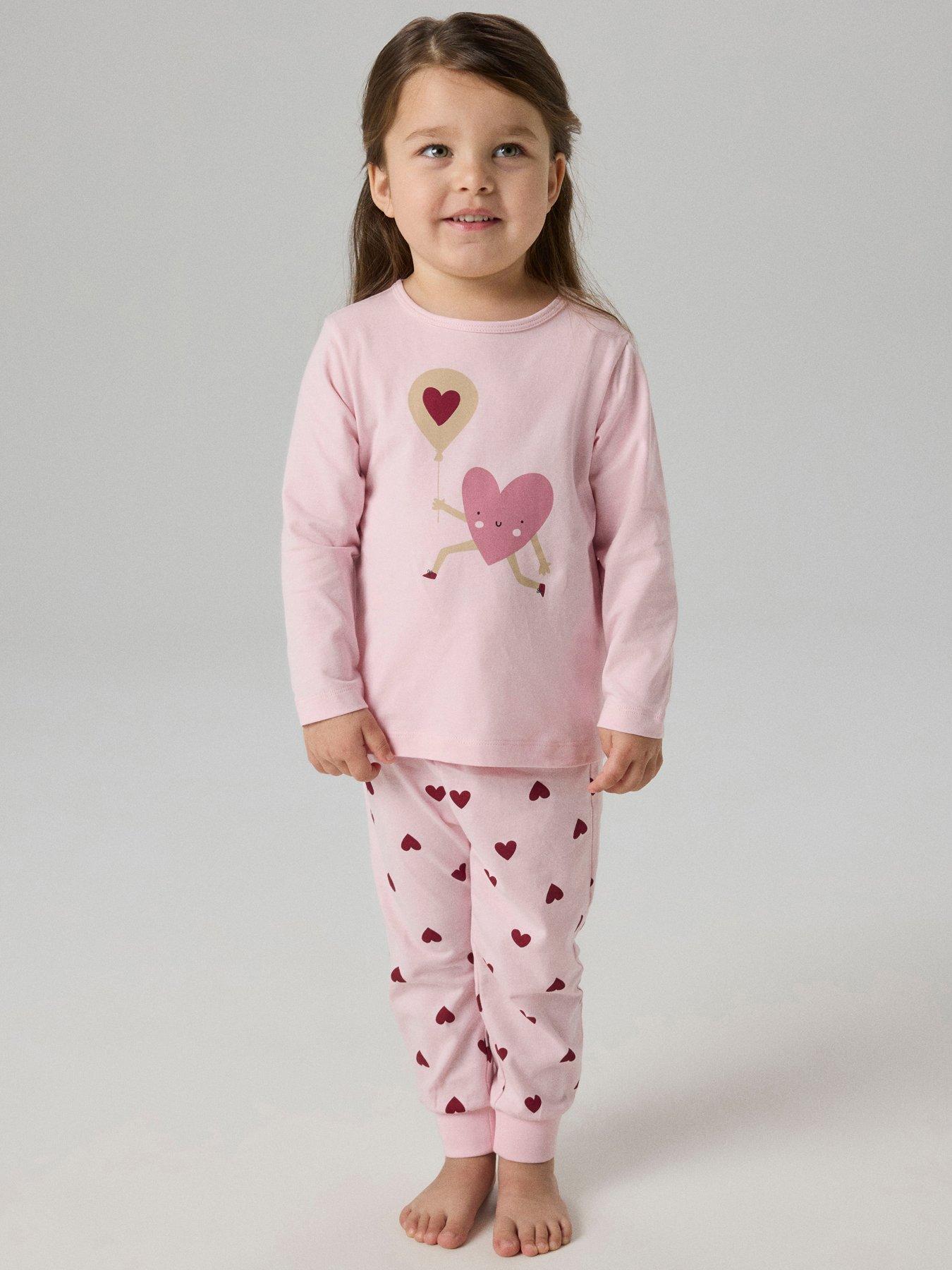 Name It Mini Girls Heart Print Pyjamas - Pink
