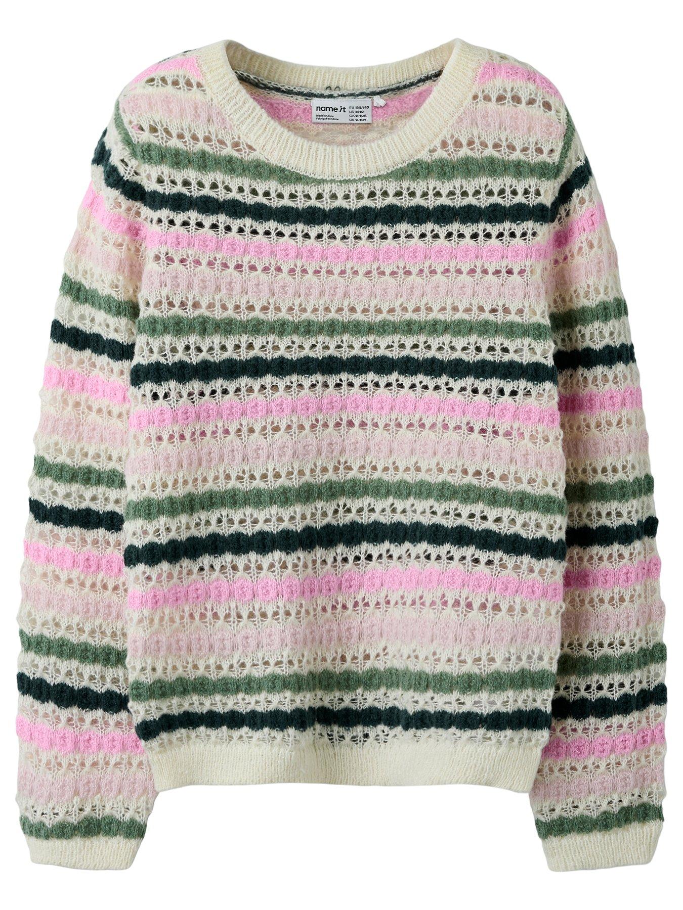 Name It Girls Loose Knitted Stripe Jumper - Multi