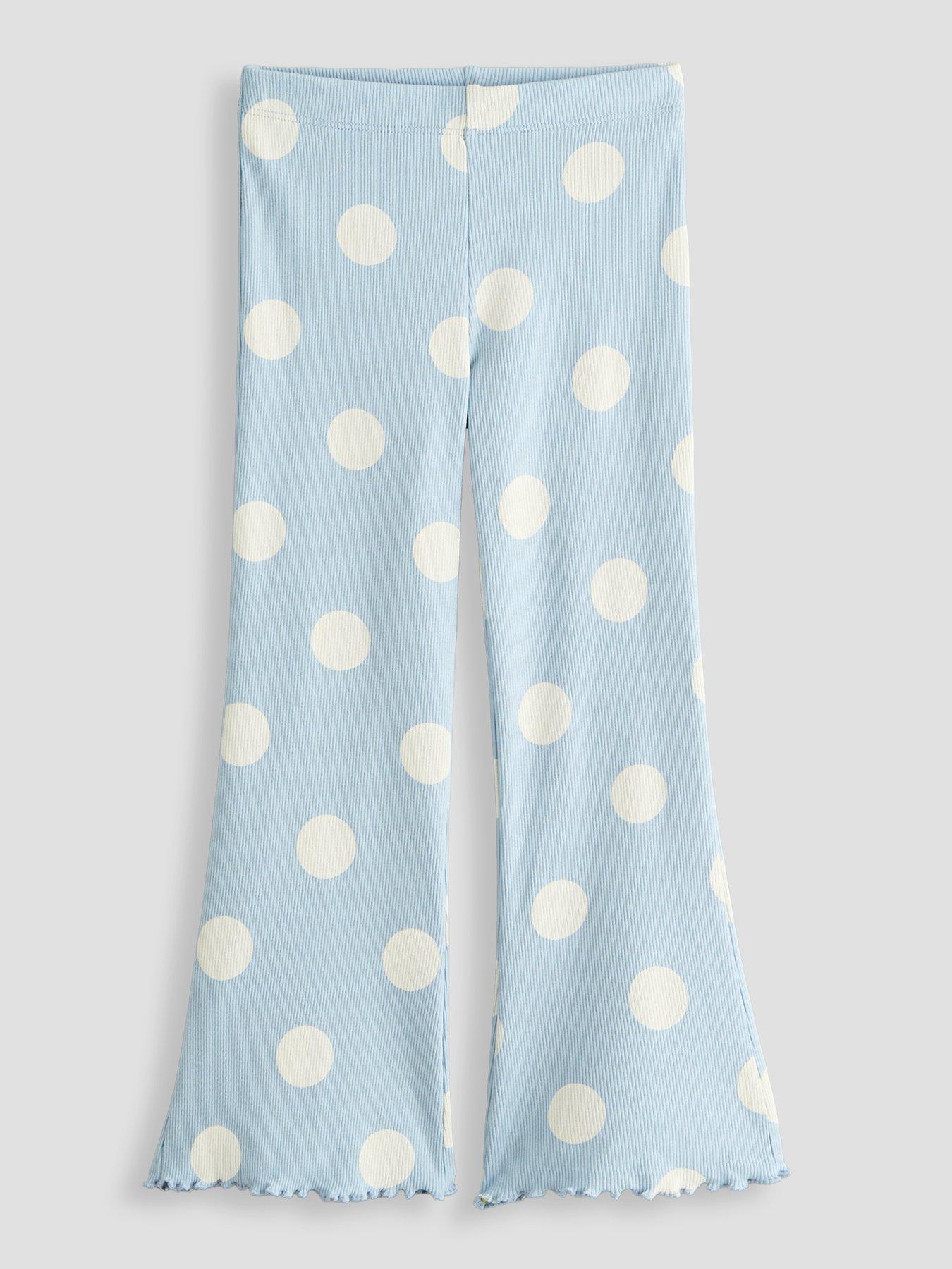 The Very Collection Girls Polka Dot Rib Flare Leggings - Blue