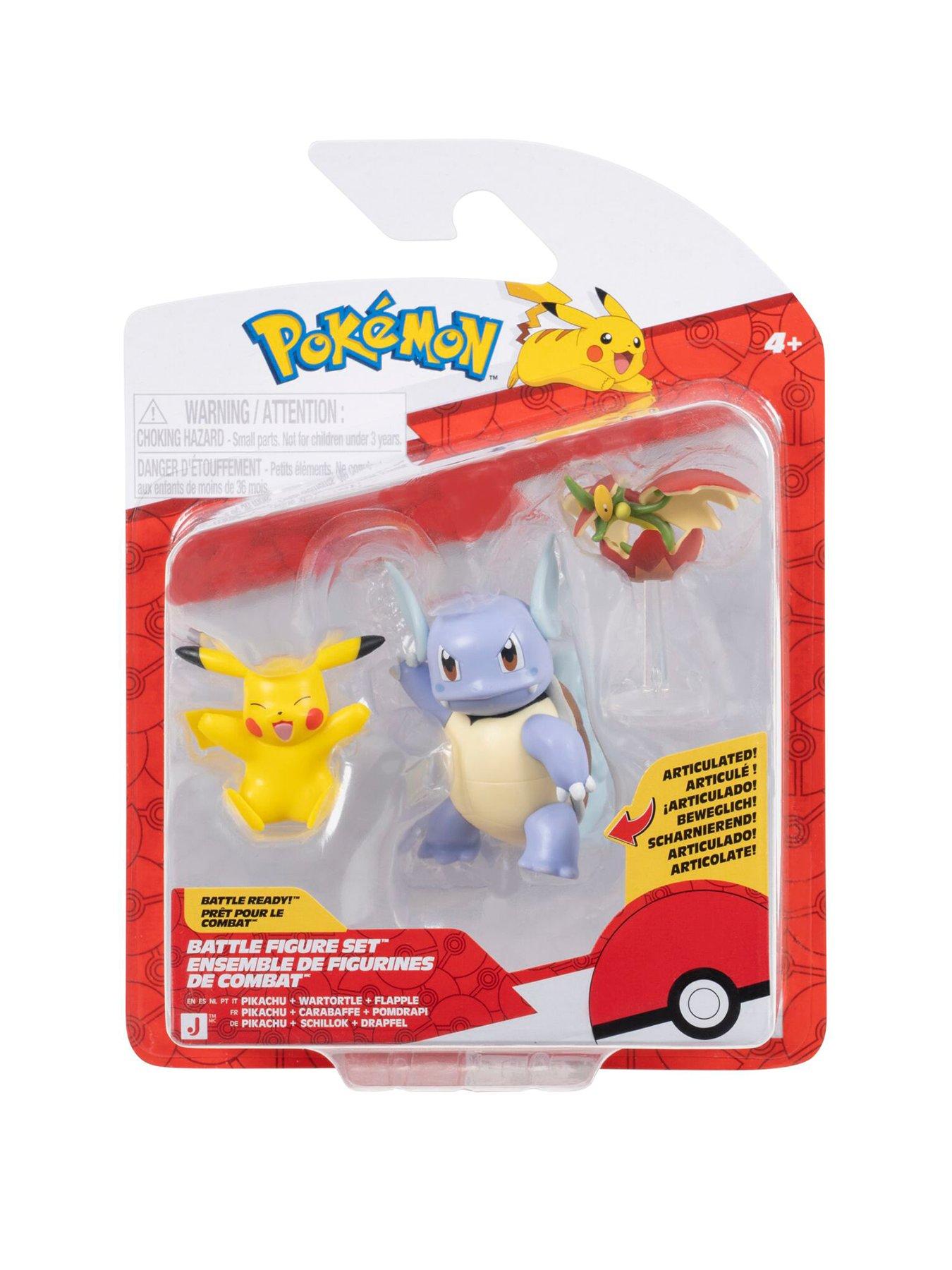 Pokemon Battle Figure 3 Pack - Features 2-Inch Pikachu and Flapple and 3-Inch Wartortle Battle Figures
