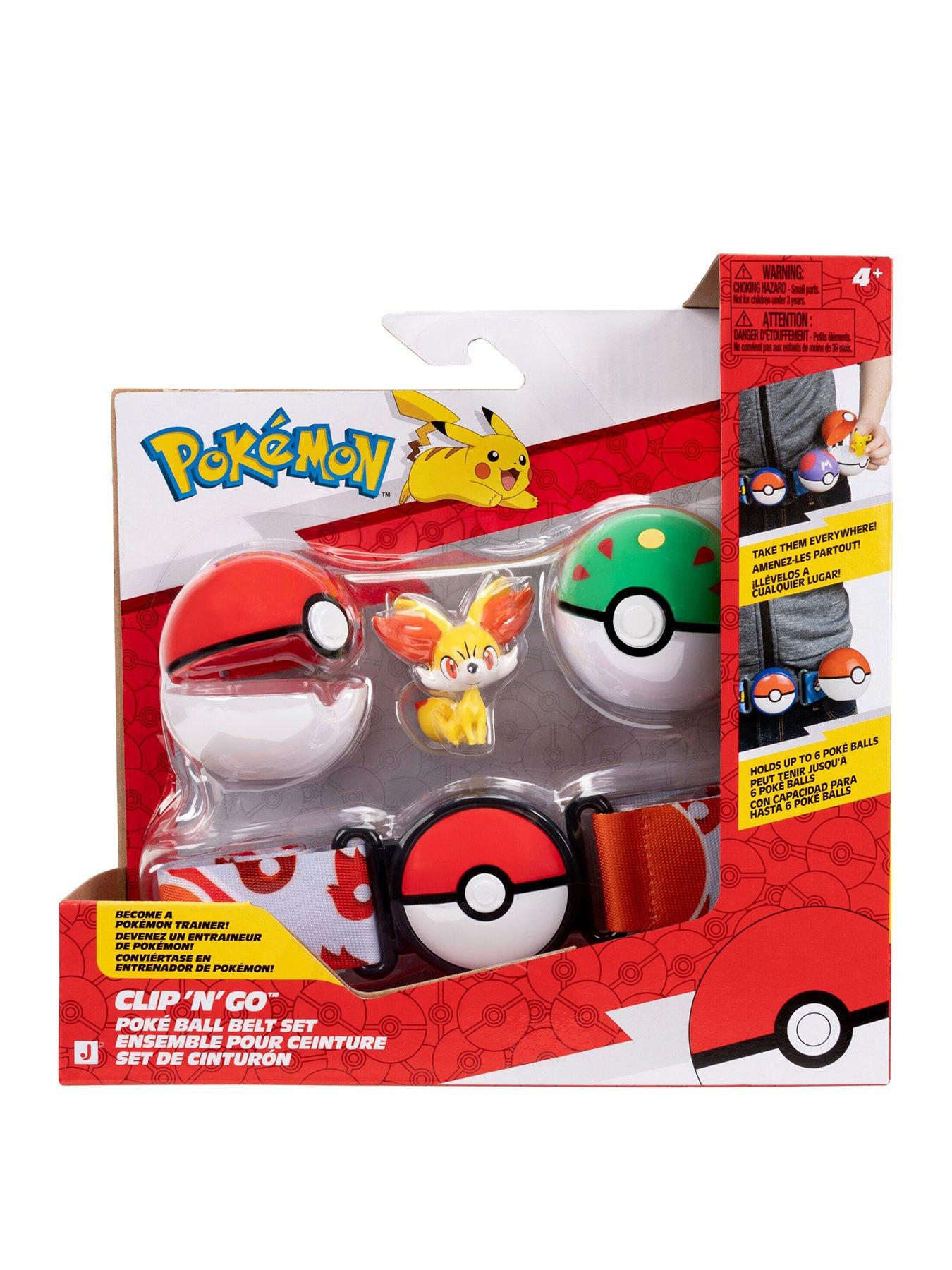 Pokemon Fenniken Clip ‘N' Go Belt Set - 2-Inch Fenniken Battle Figure with Poke Ball, Friend Ball, and Fire-Type Themed Belt